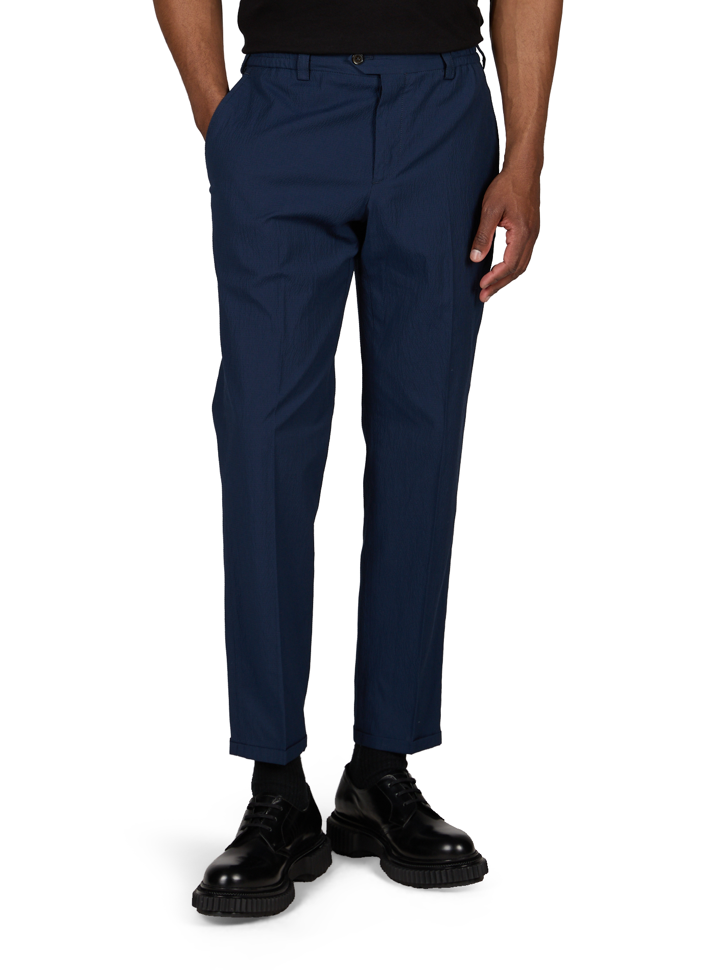 Slim pants with elastic waist in cotton PT01 Blue