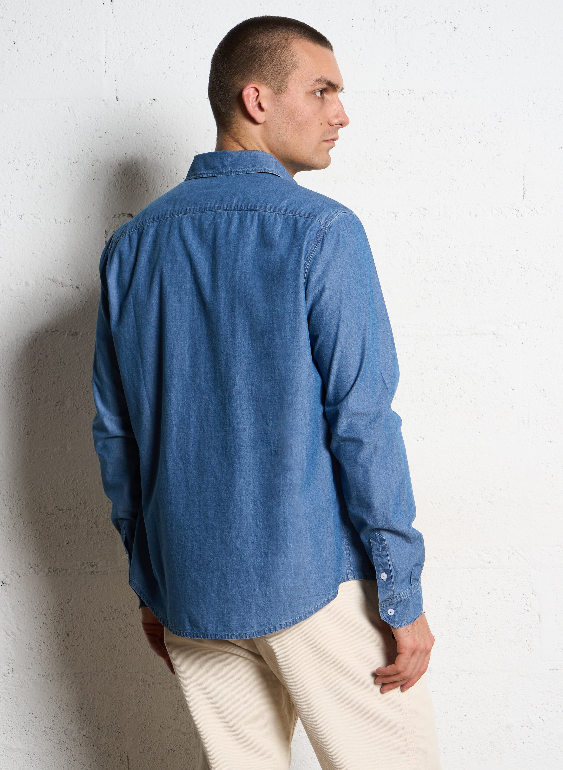 Chemise droite col classique en coton IKKS Bleu