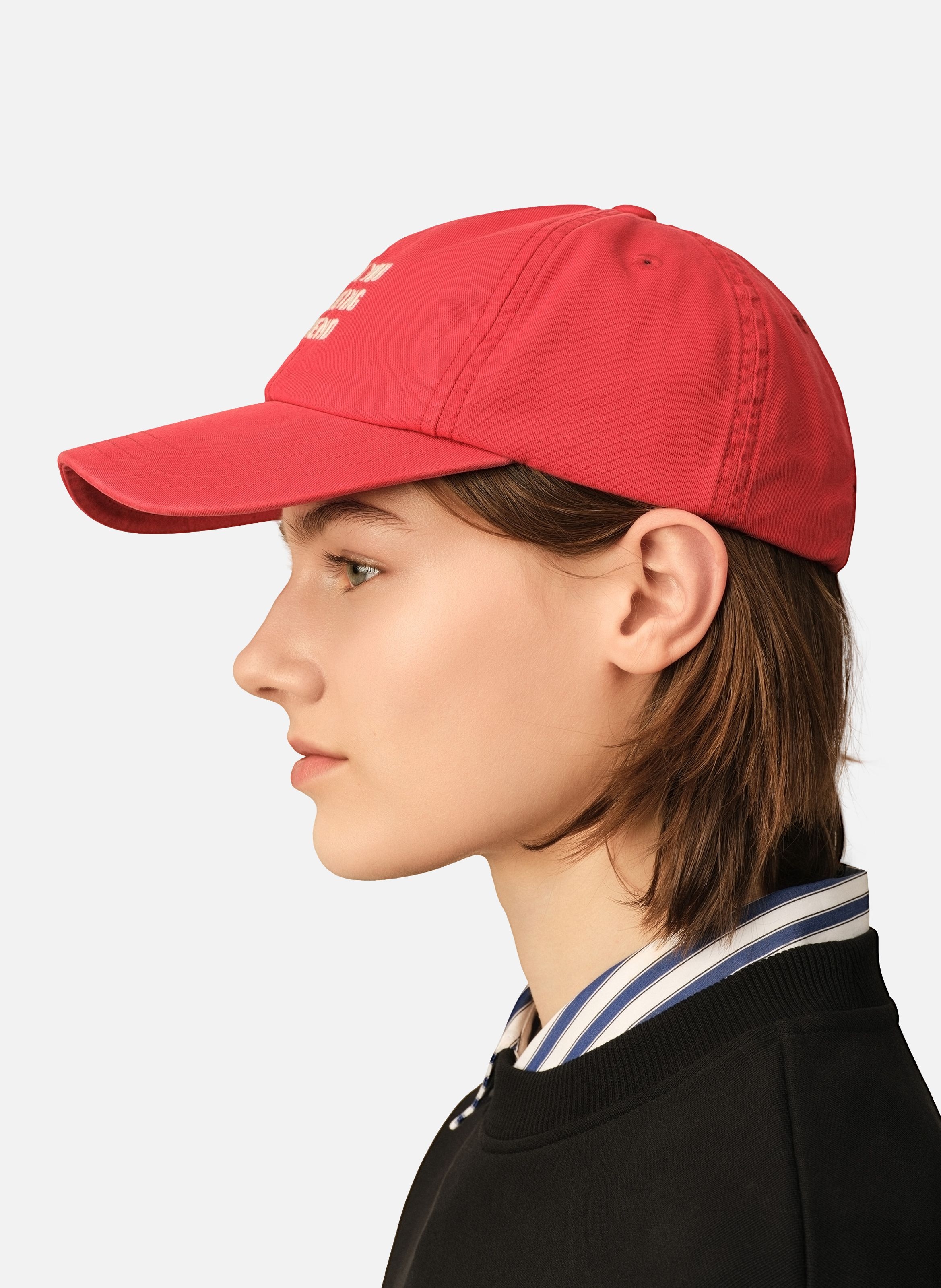 Casquette unisexe en coton "thank you for being a friend" AMI PARIS Rouge