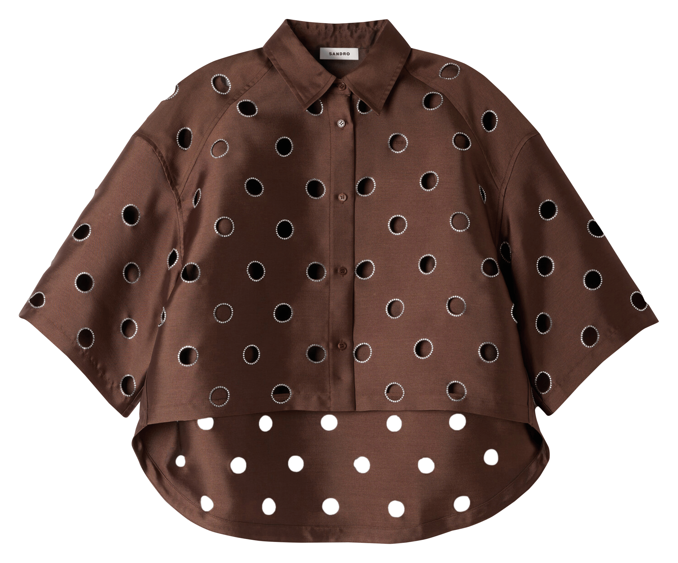 Chemise oversize aspect cuir SANDRO Marron