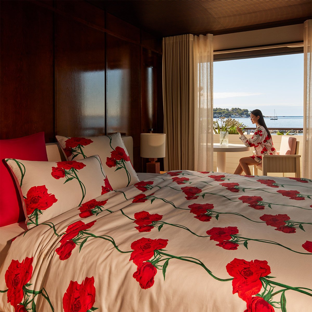 Kenzo Home Kenzo Home Housse de couette en satin, k roses