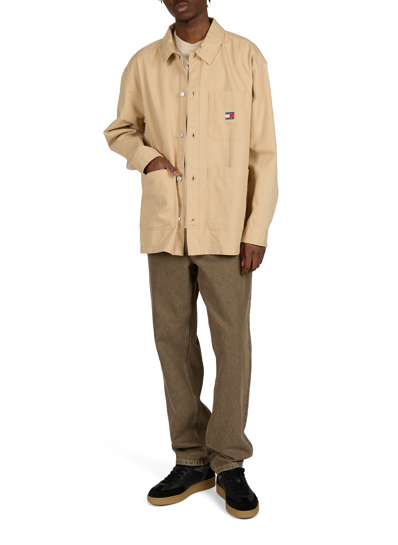 Cotton shirt-style jacket TOMMY HILFIGER Brown
