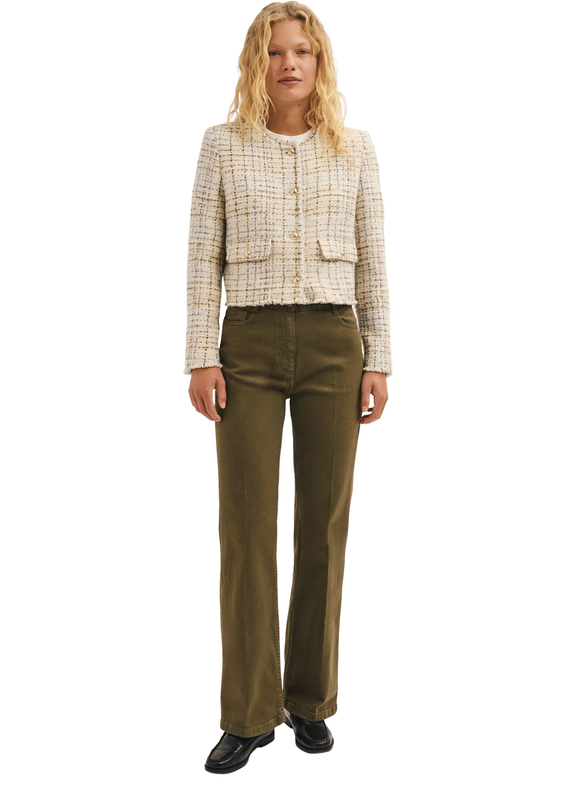 Veste sans col en tweed et lurex - jaline PABLO Beige