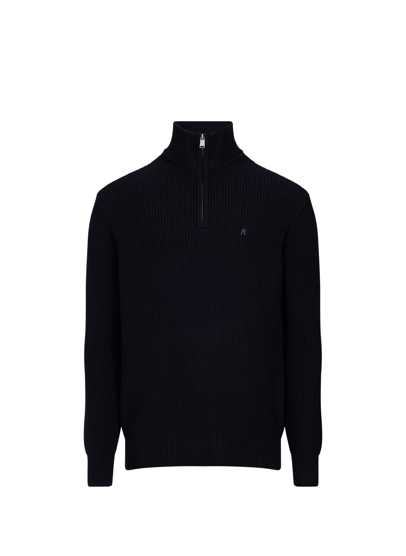 Ribbed high-neck sweater with embroidered logo in cotton REPLAY Blue