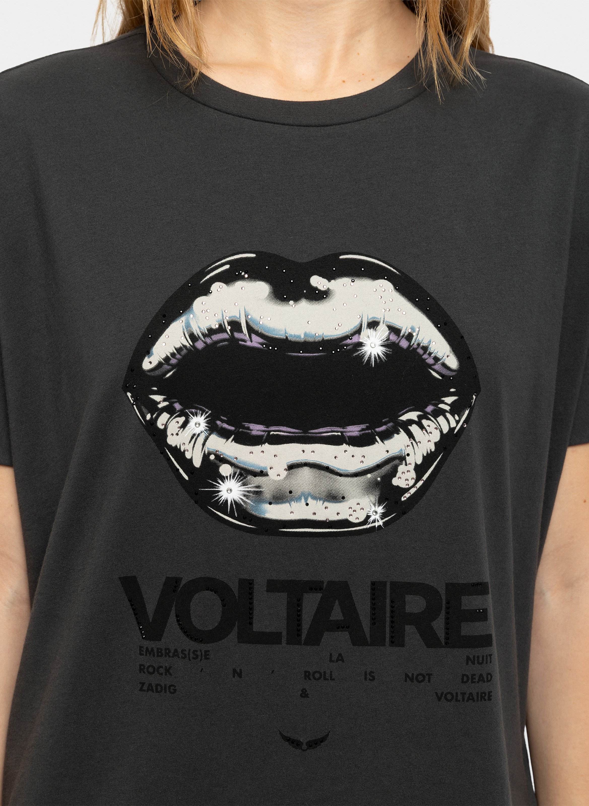 Bedrukt katoenen T-shirt met ronde hals ZADIG&VOLTAIRE Grijs