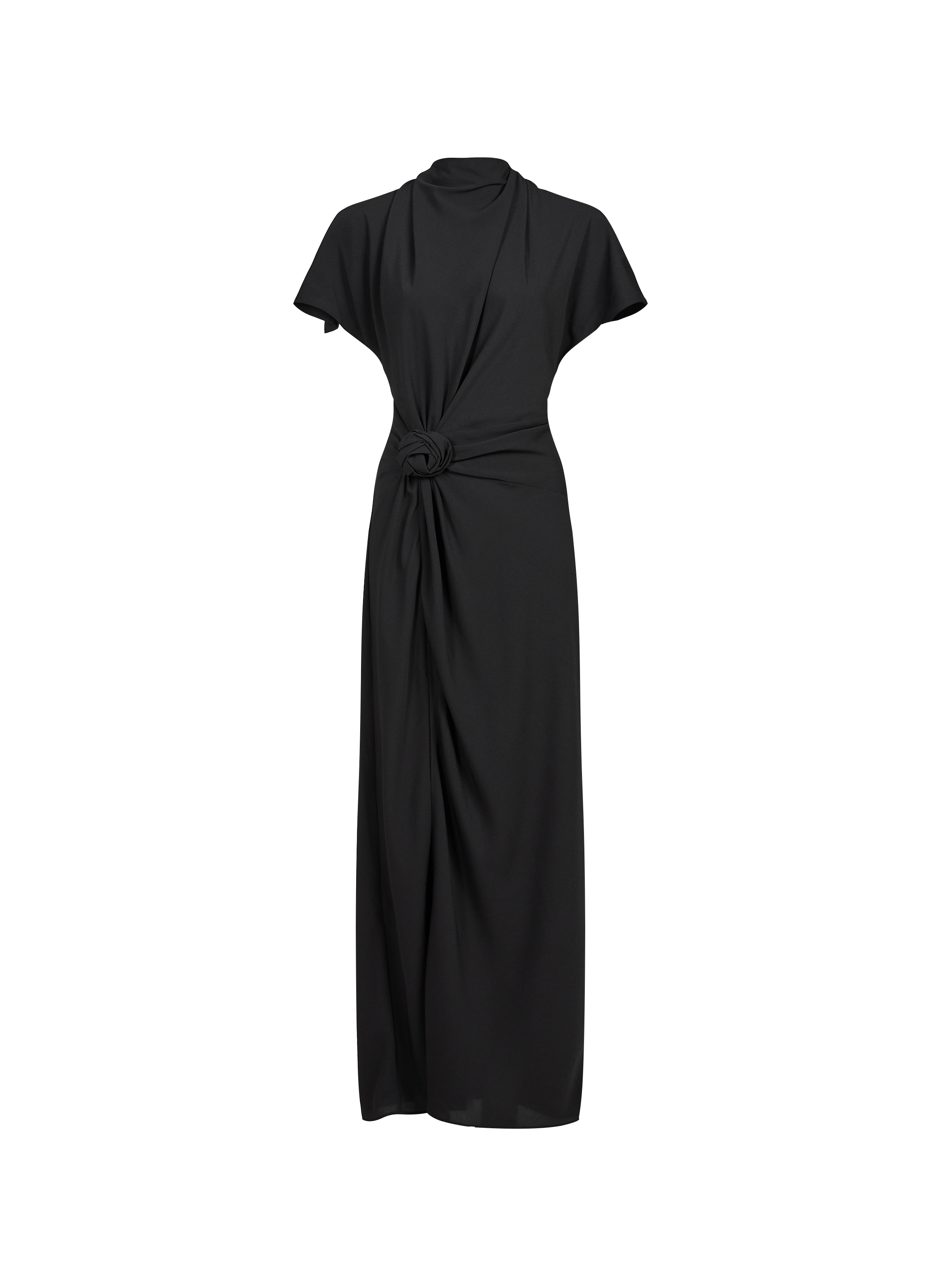 Drapped long dress with slit ROTATE Black