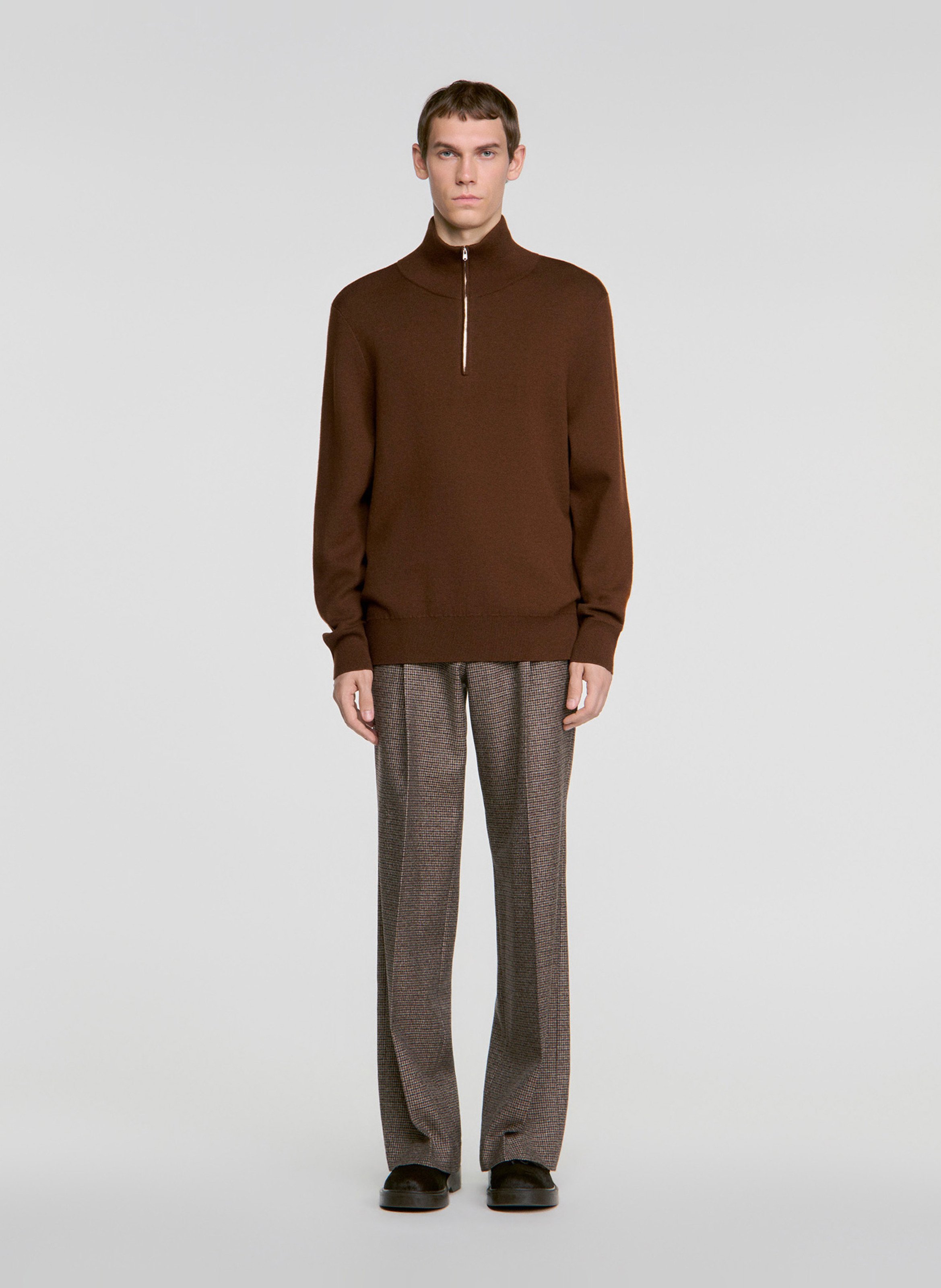 Pull camionneur en laine mélangée SANDRO Beige