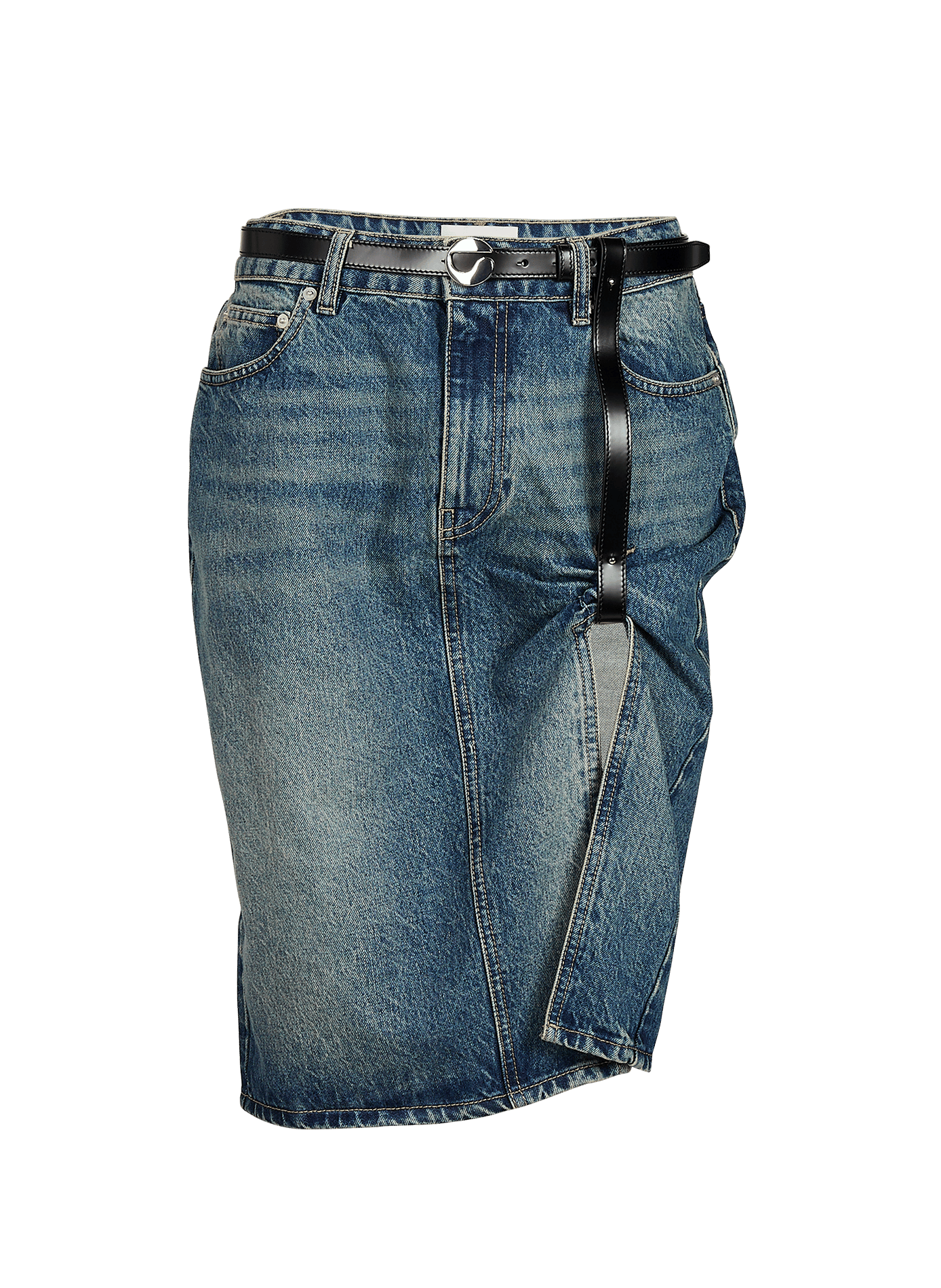 Jupe suspendue ceinture en denim de coton COPERNI Blue