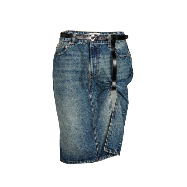 Jupe suspendue ceinture en denim de coton Jupe suspendue ceinture en denim de coton