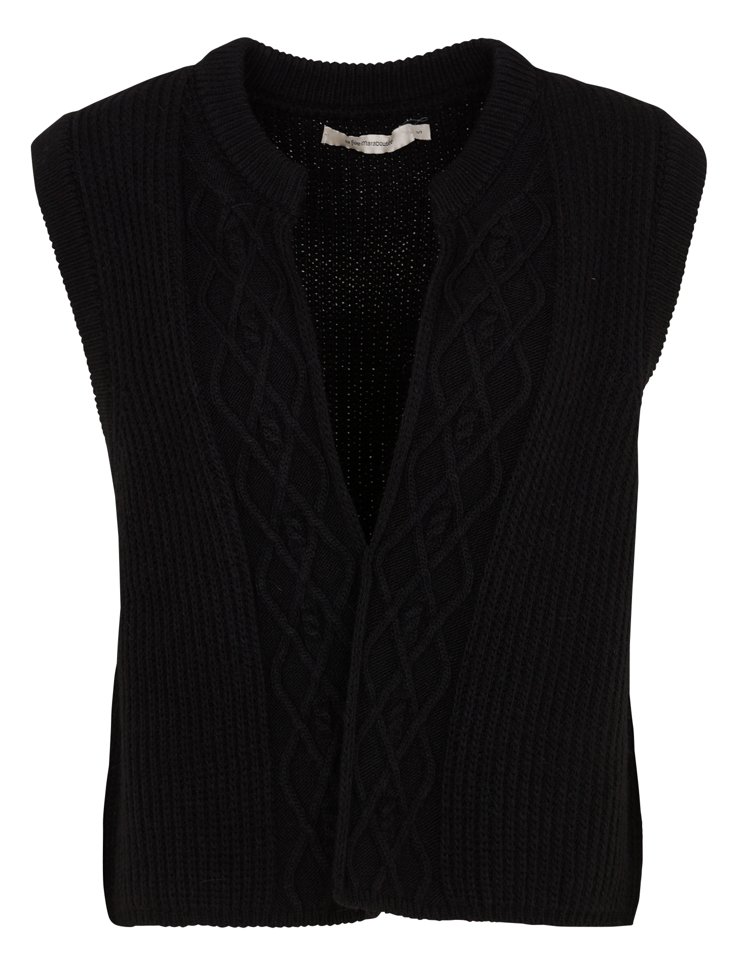 Mouwloos ribgebreid vest LA FEE MARABOUTEE Zwart