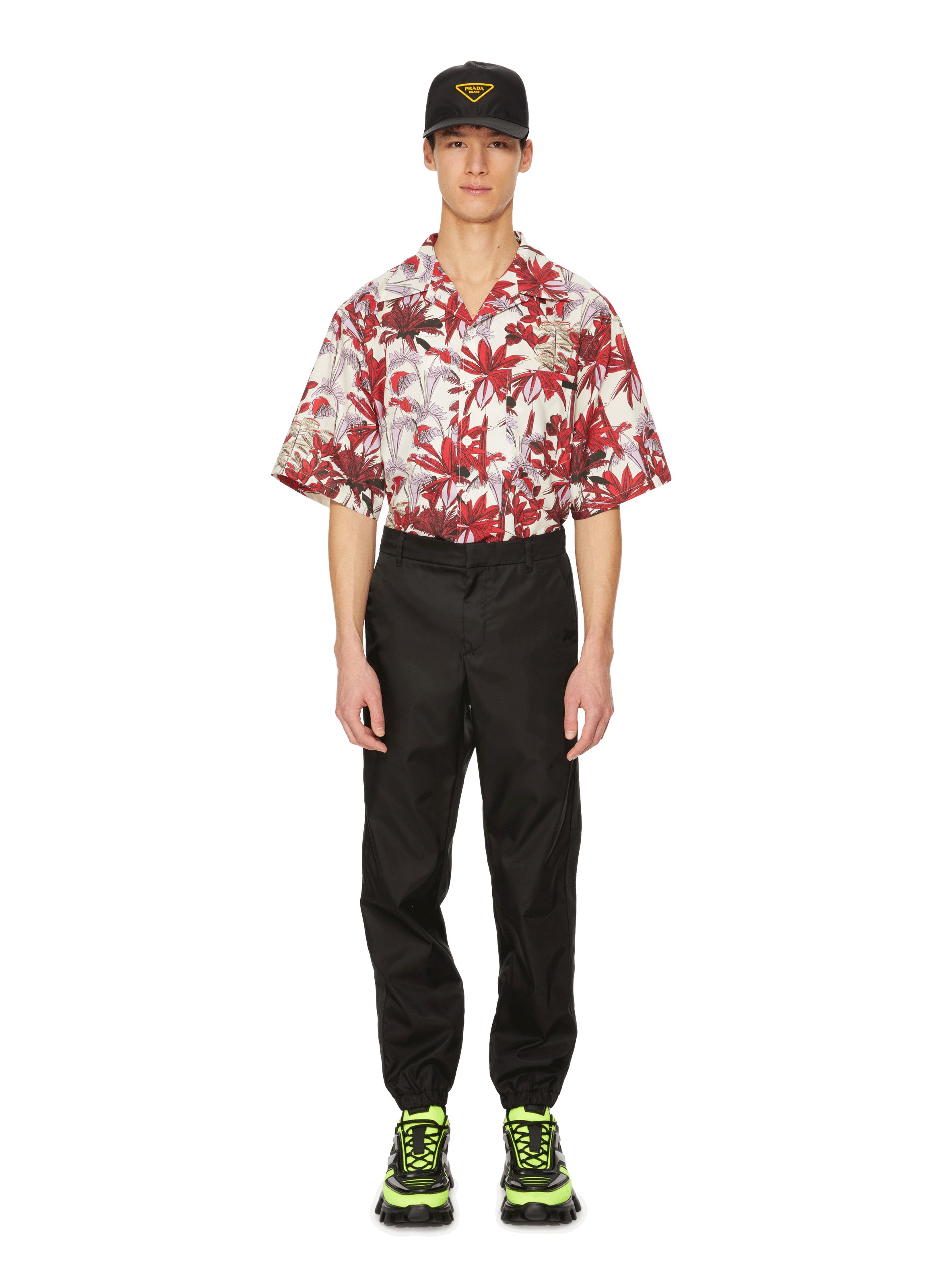 Gerade Hose mit gerafftem Knöchel. PRADA Schwarz