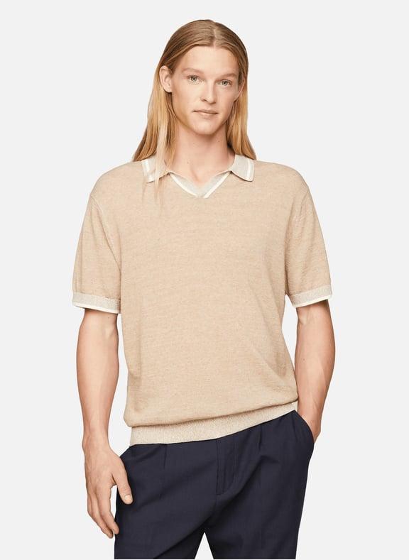 Linen and cotton polo shirt Beige by TOMMY HILFIGER TOMMY HILFIGER Linen and cotton polo shirt Beige