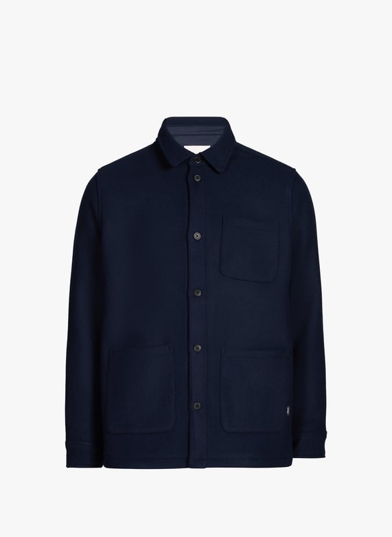 Jacket with classic collar in wool blend | Blue by LES DEUX Jacket with classic collar in wool blend Blue