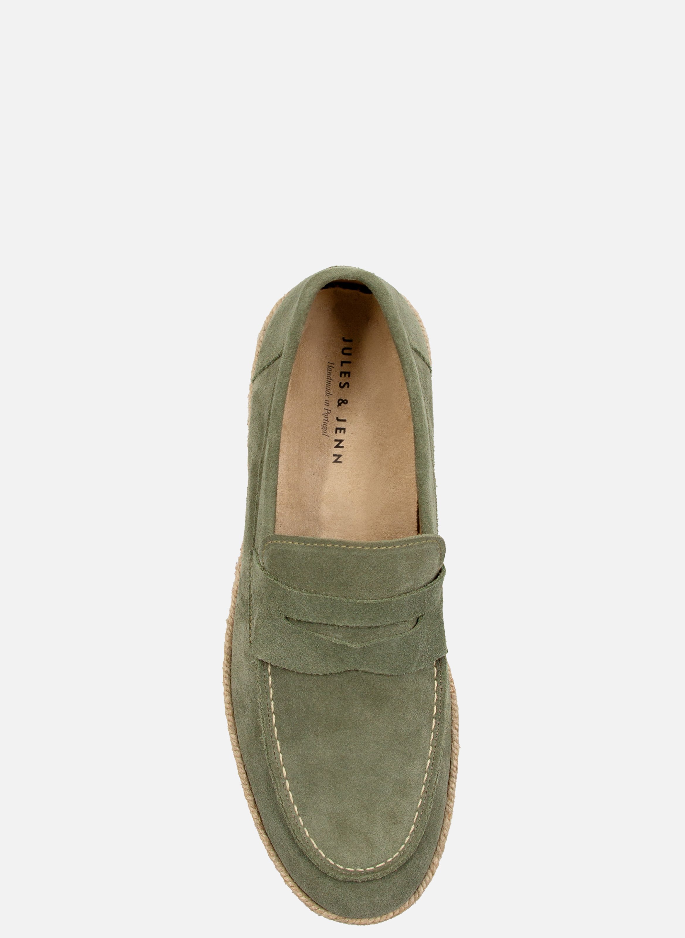 Mocassins espadrille cuir daim JULES & JENN Vert