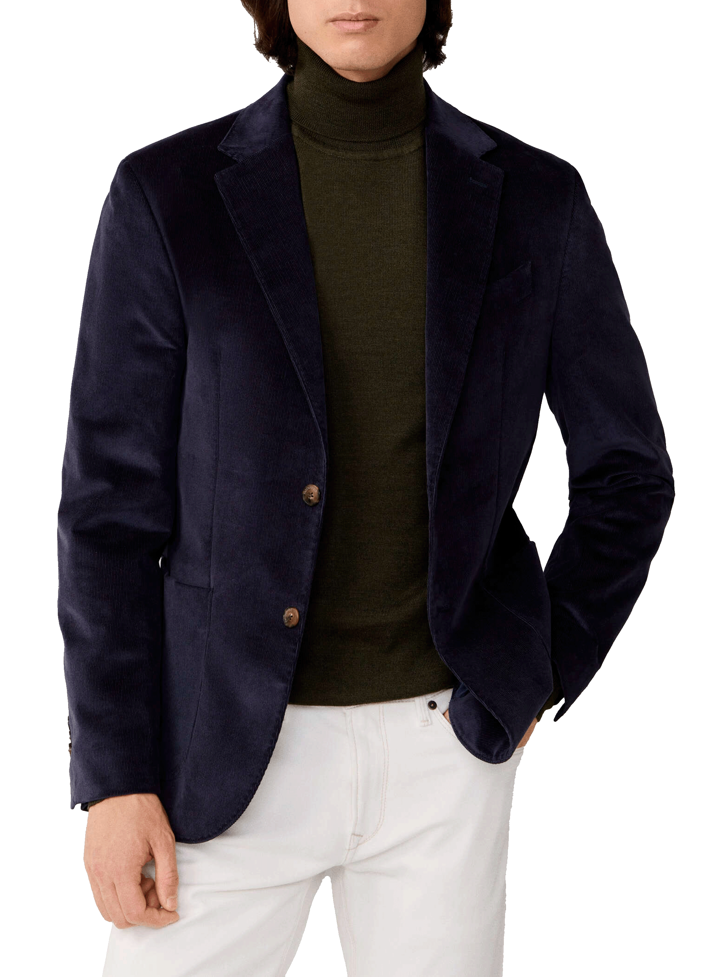 Tailored collar cotton blend blazer Blue by FACONNABLE FACONNABLE Tailored collar cotton blend blazer Blue
