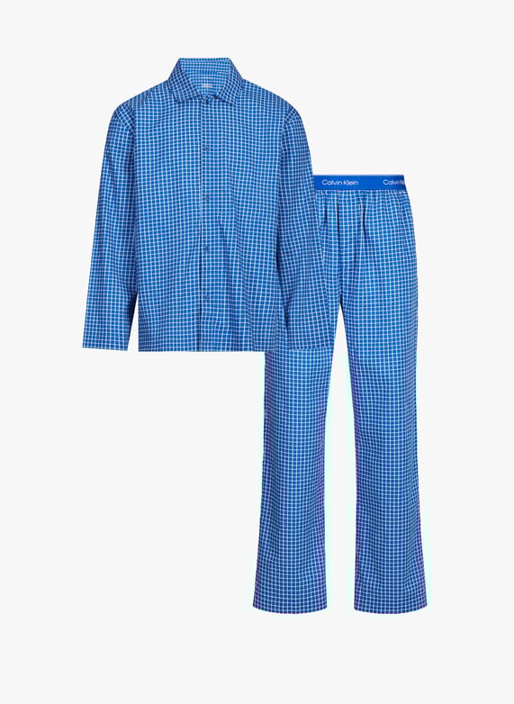 Long cotton pajama set | Blue by CALVIN KLEIN Long cotton pajama set Blue