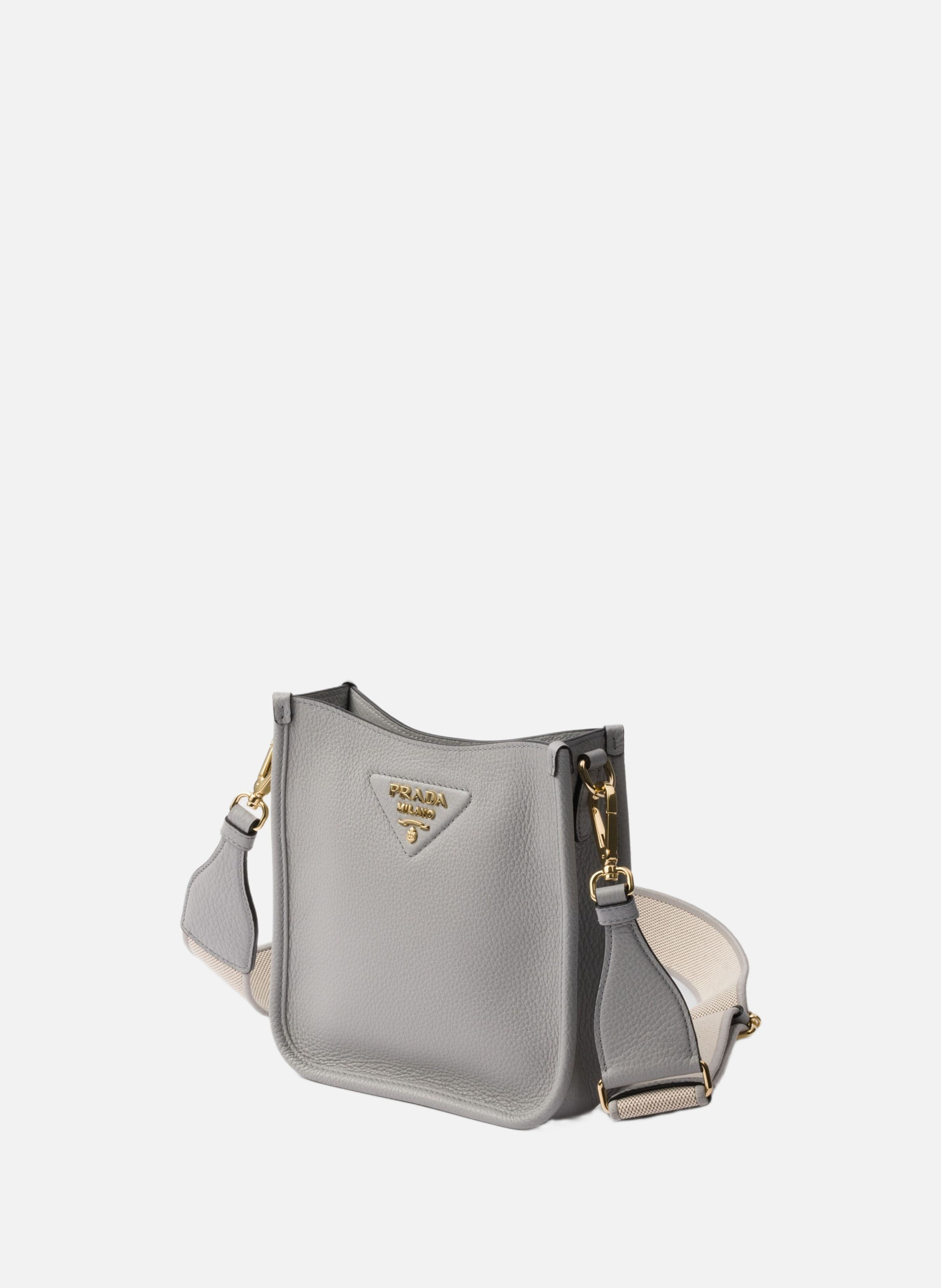 Mini sac porté épaule en cuir PRADA Gris