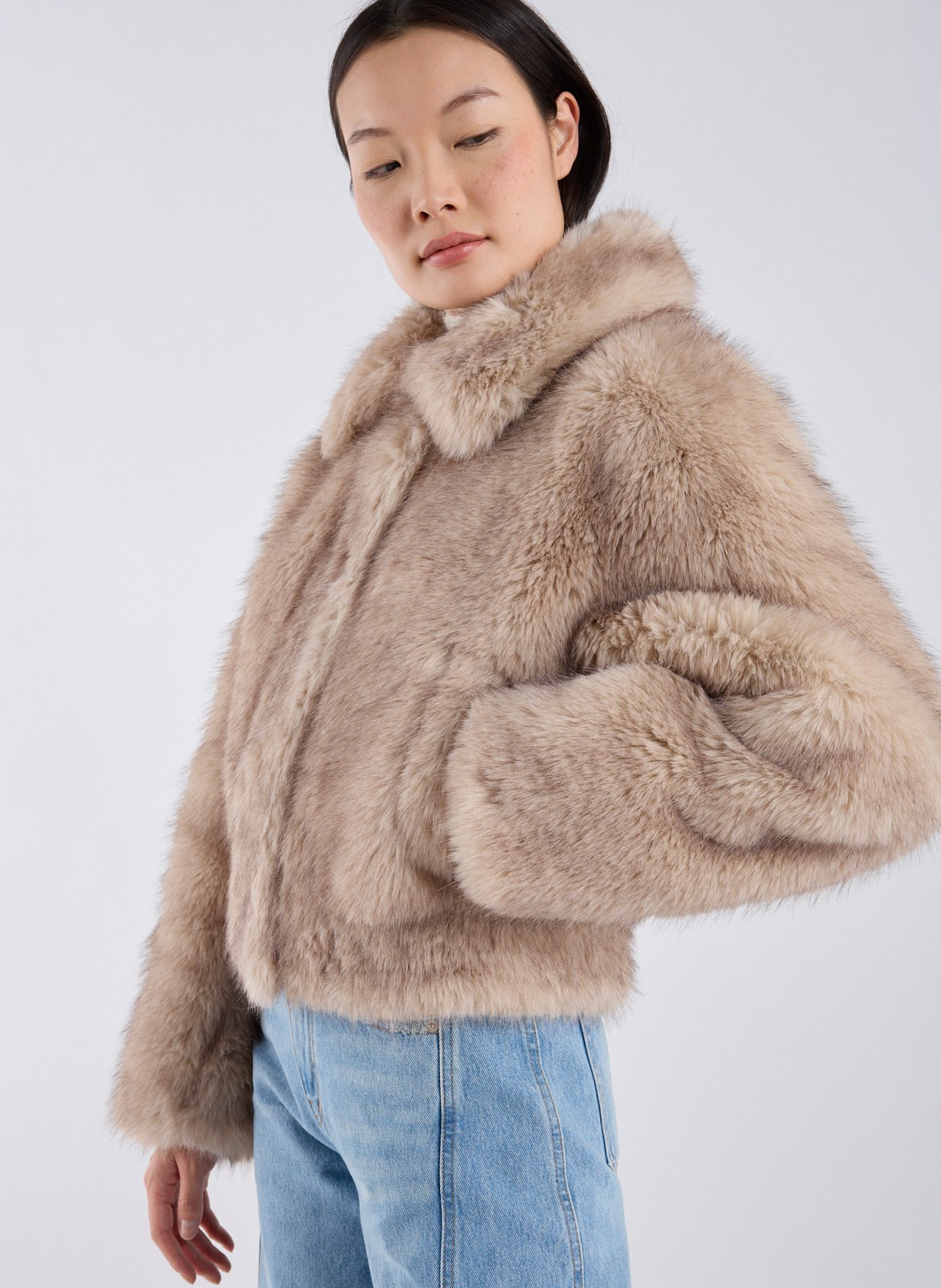 Veste col classique en fausse fourrure STAND STUDIO Beige