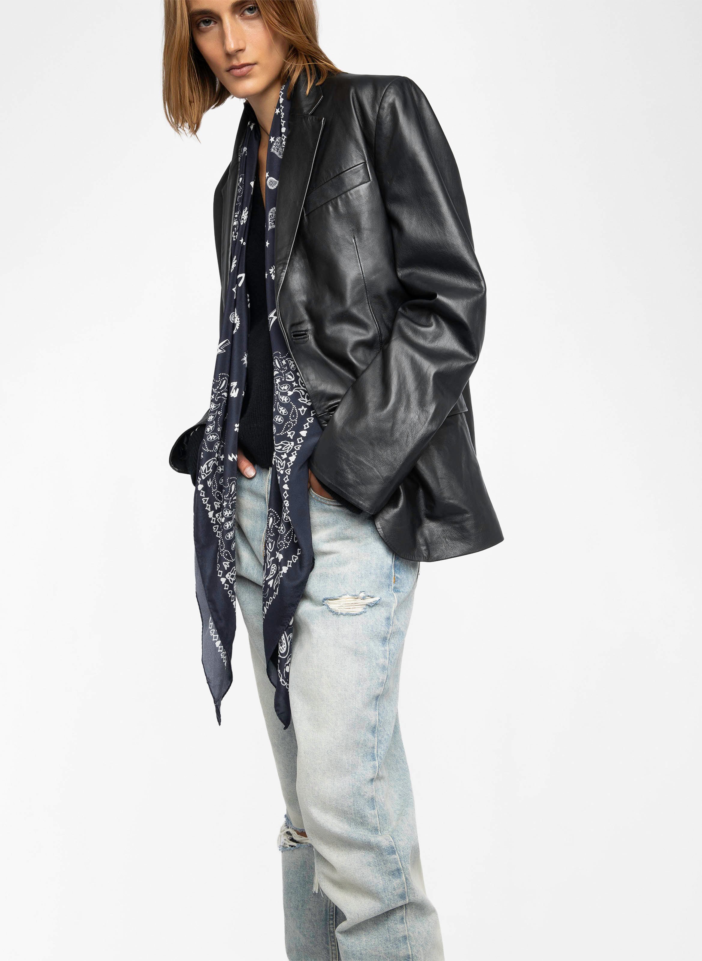 Foulard en soie imprimé blondie ZADIG&VOLTAIRE Noir