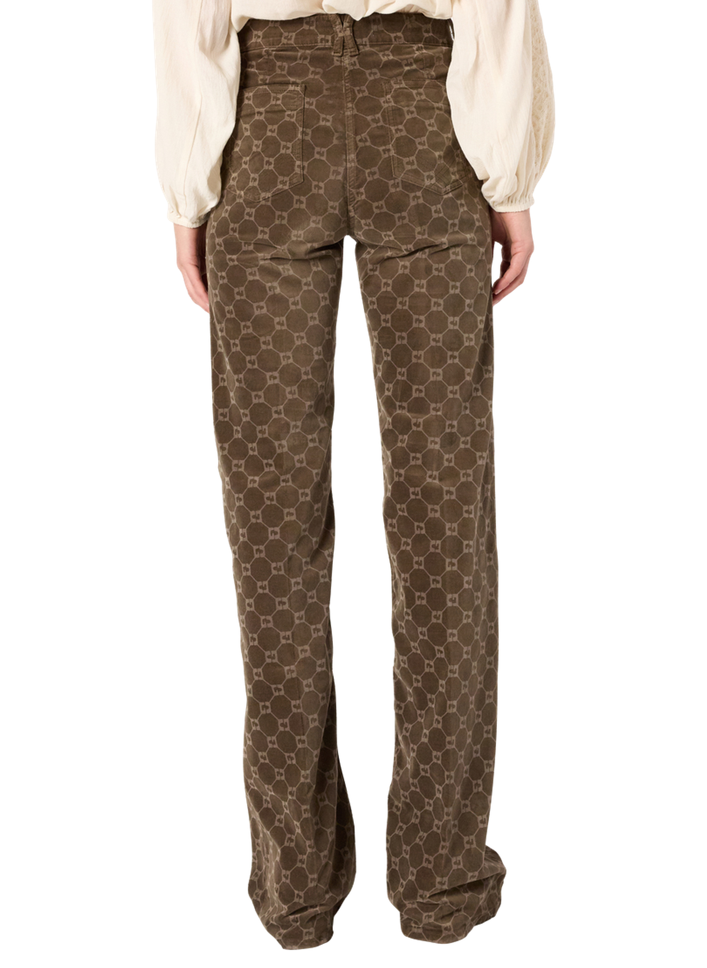 Pantalon flare en velours à monogramme - anna GERARD DAREL Vert
