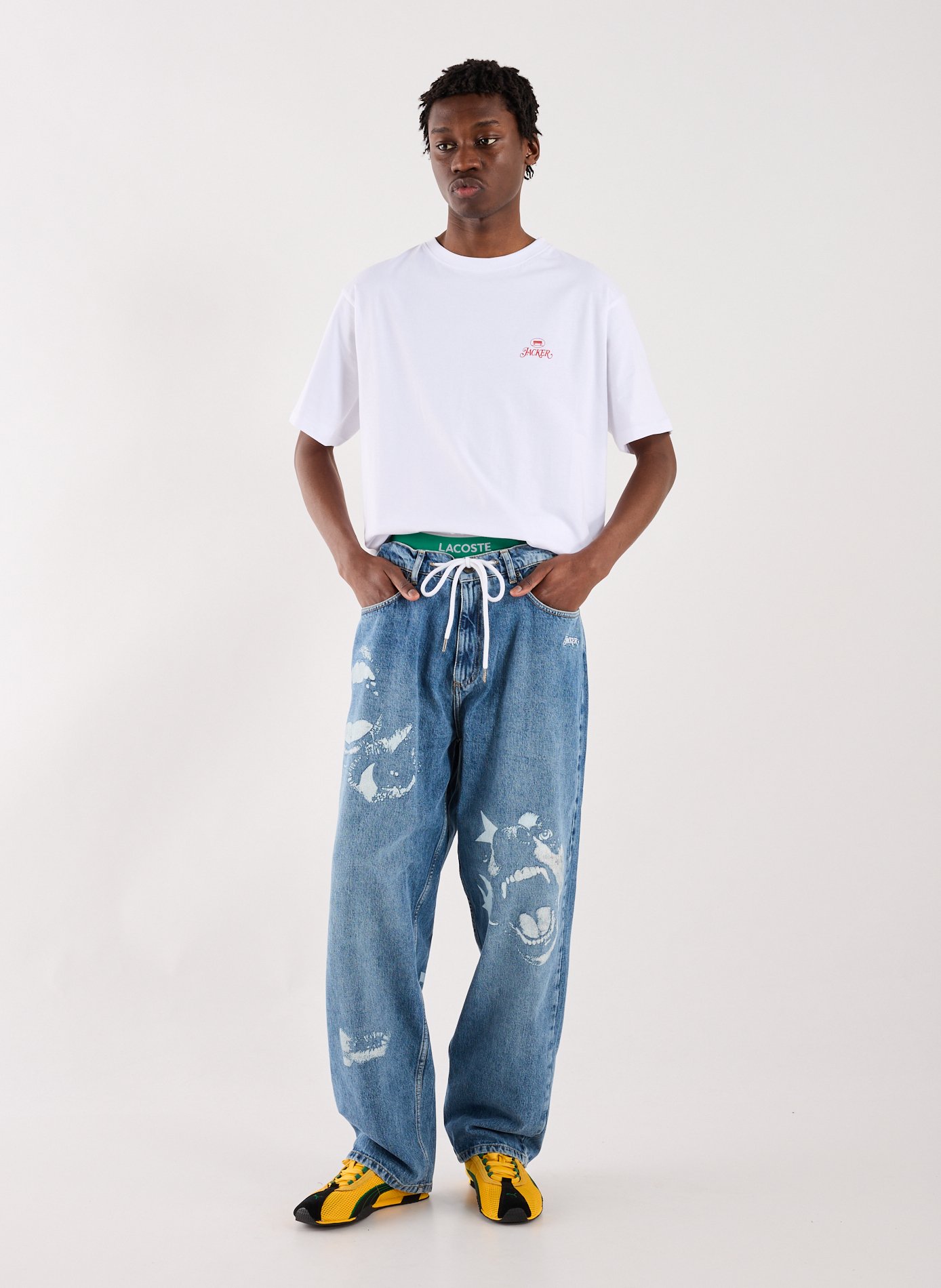 T-Shirt droit imprimé en coton JACKER. Blanc