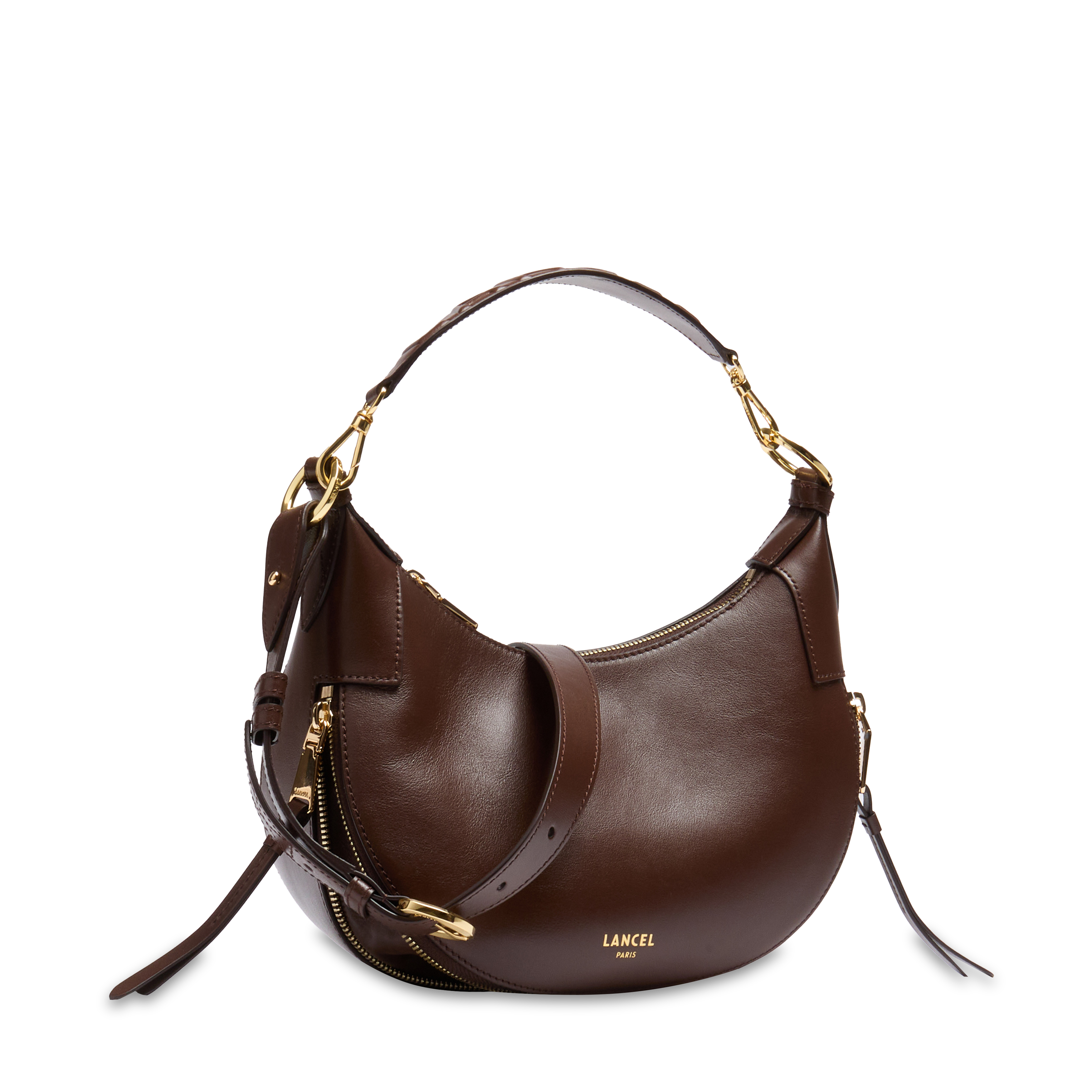 Sac hobo zippé s origami de lancel en cuir LANCEL Marron