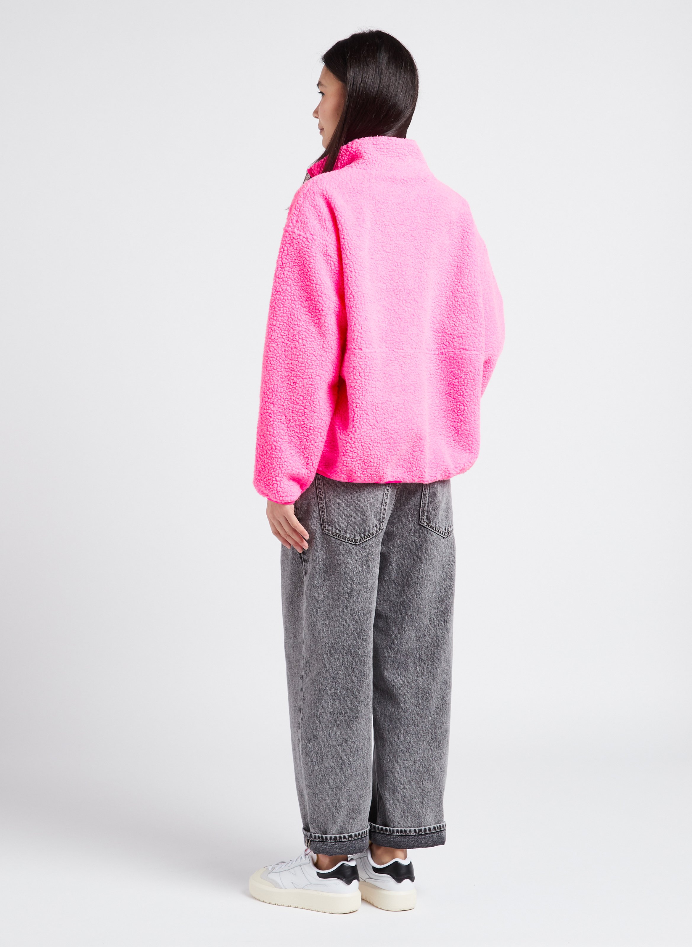 Veste ample zippée à col montant polaire hoktown AMERICAN VINTAGE Rose