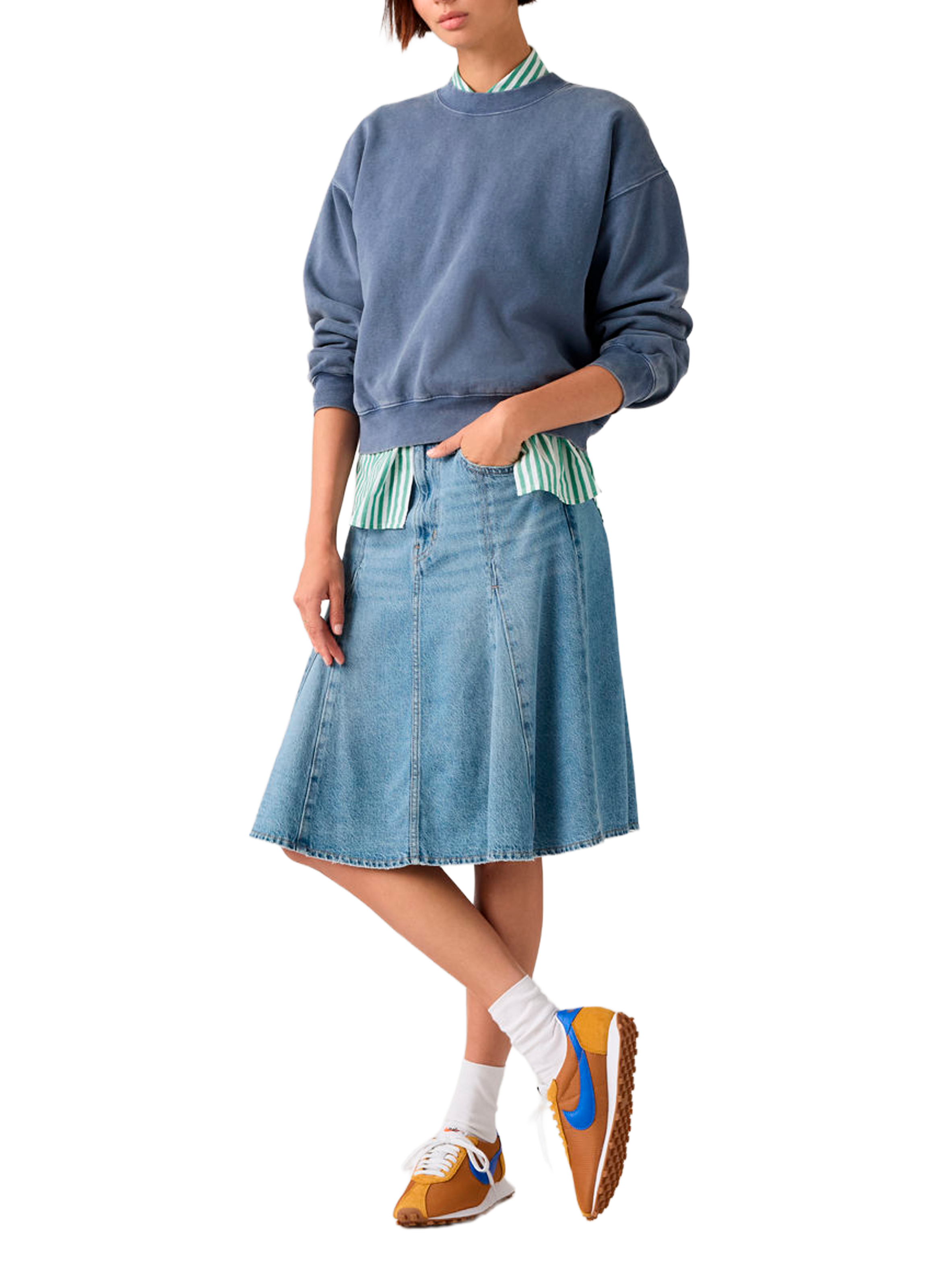 Jupe évasée en coton mélangé LEVI'S Bleu