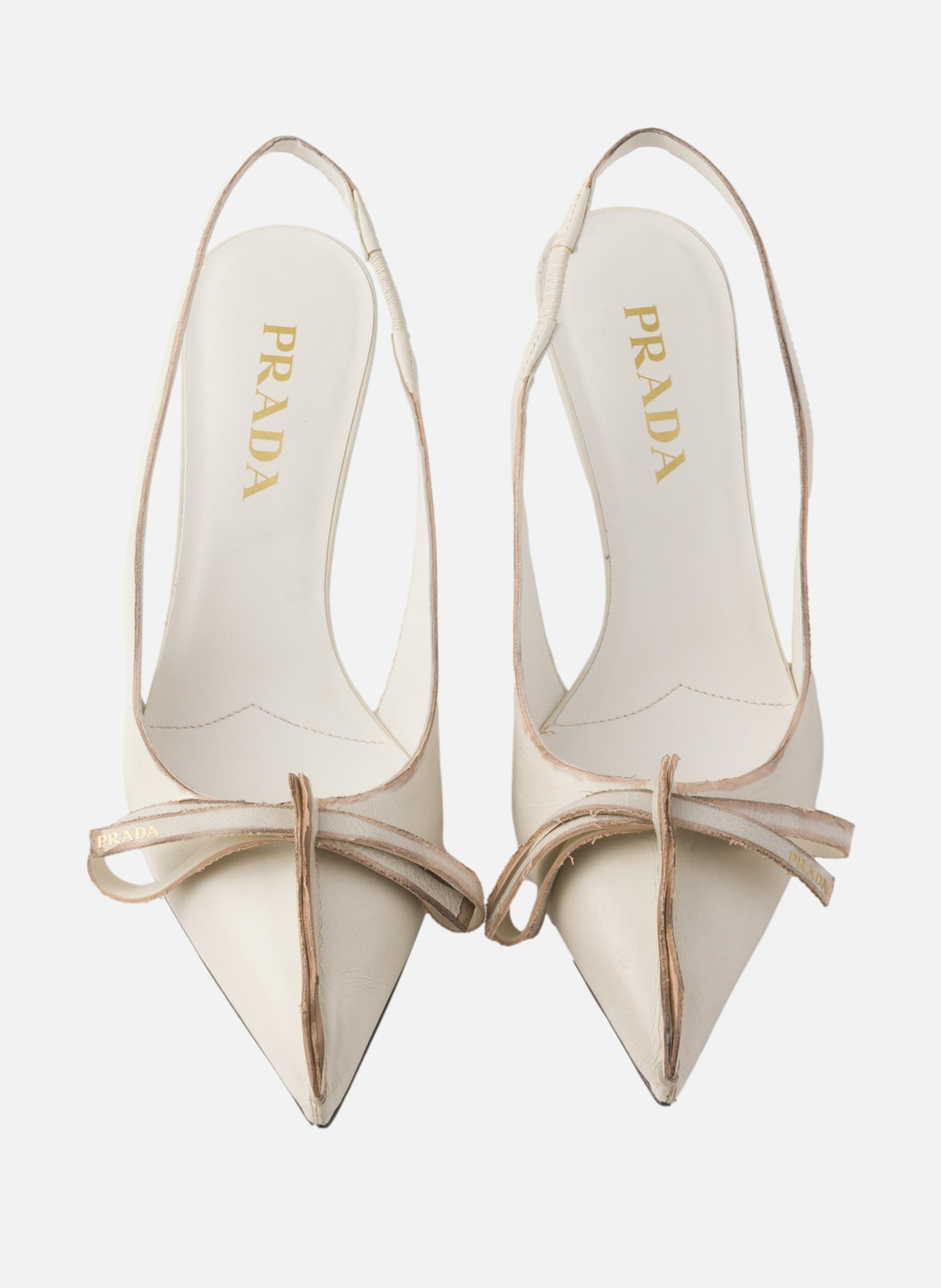 Escarpins à bride arrière en cuir PRADA Beige