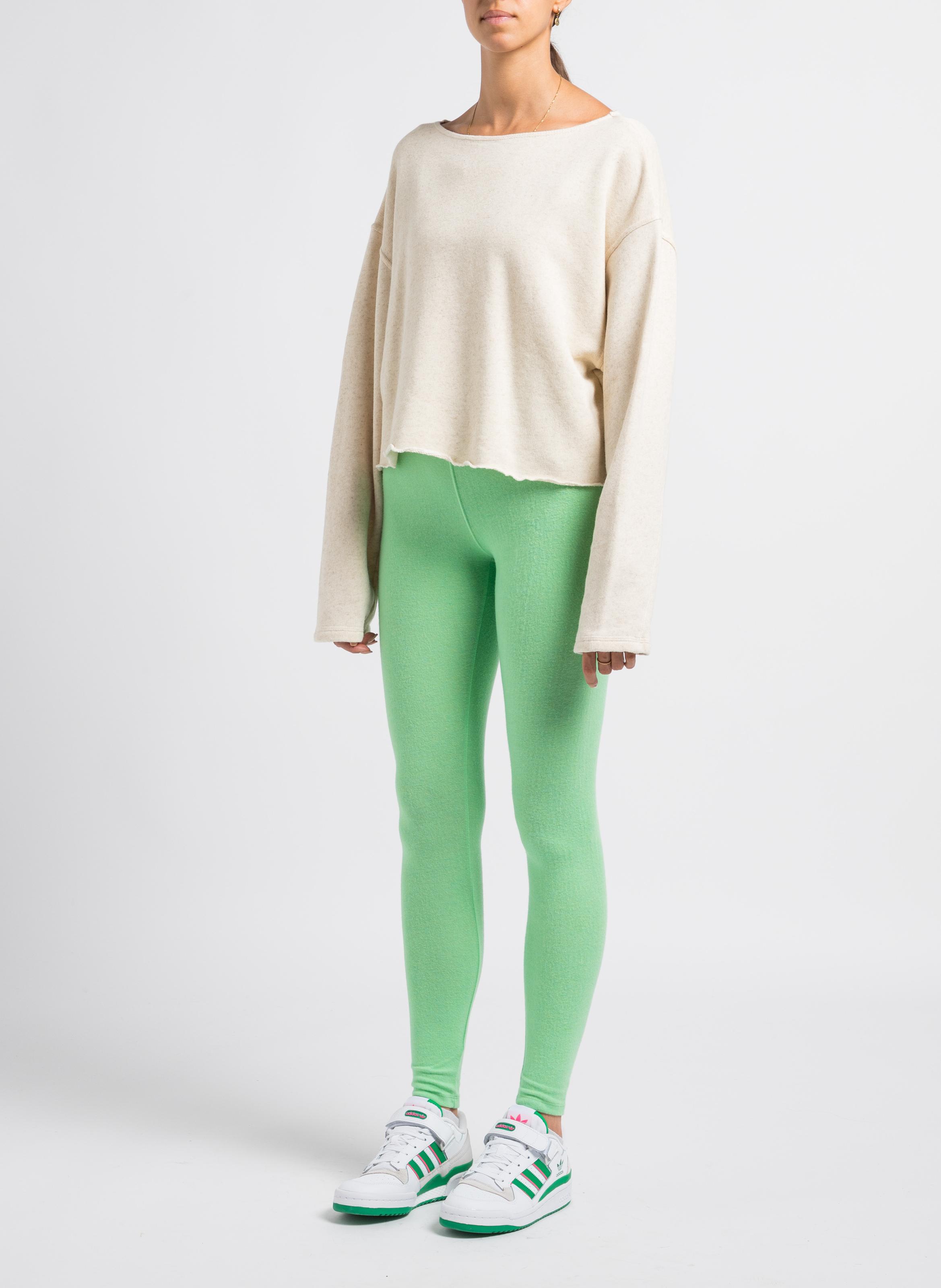 Sweat col bateau en coton bio et lin itonay AMERICAN VINTAGE Beige