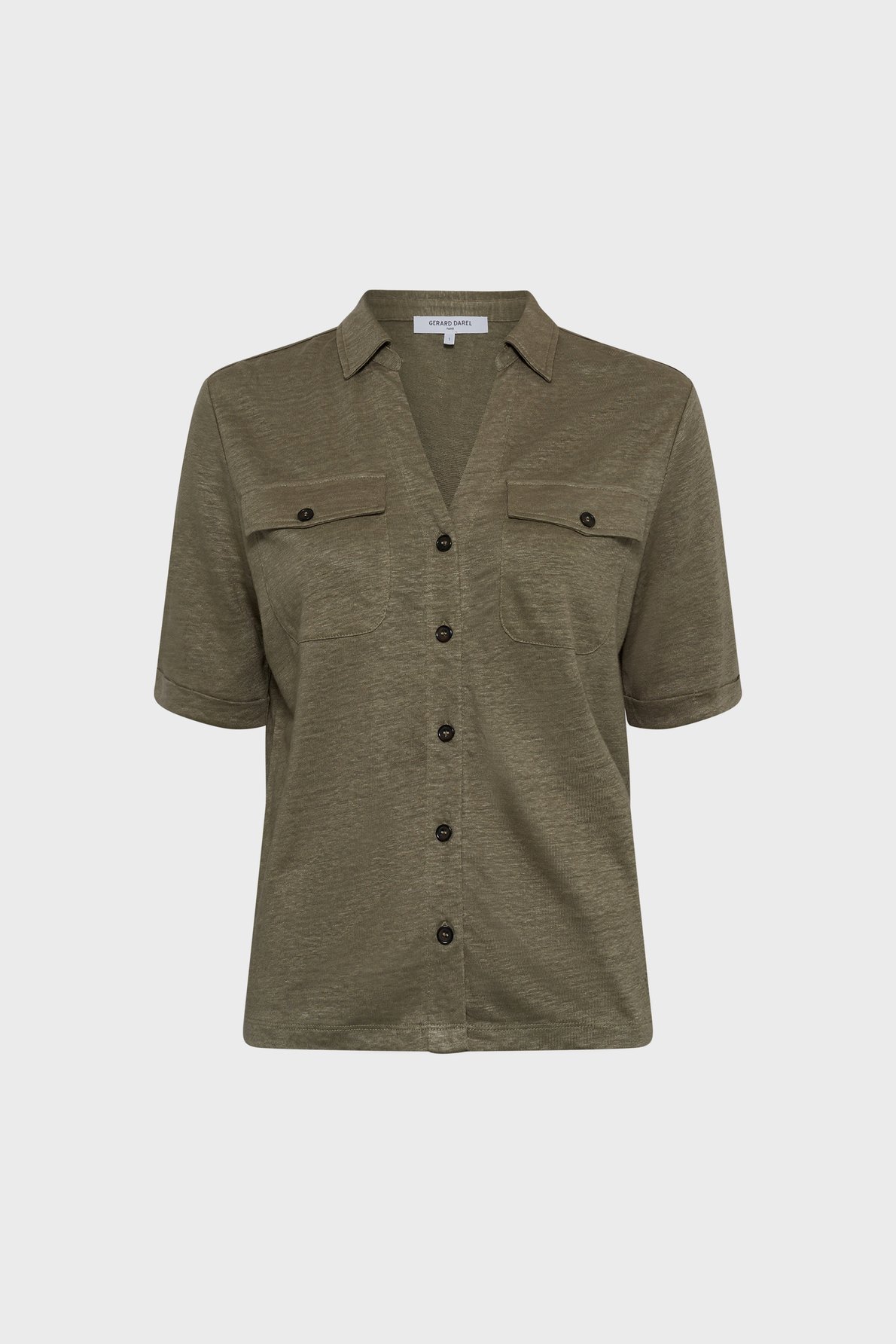 Polo boutonné en lin - moana GERARD DAREL Kaki