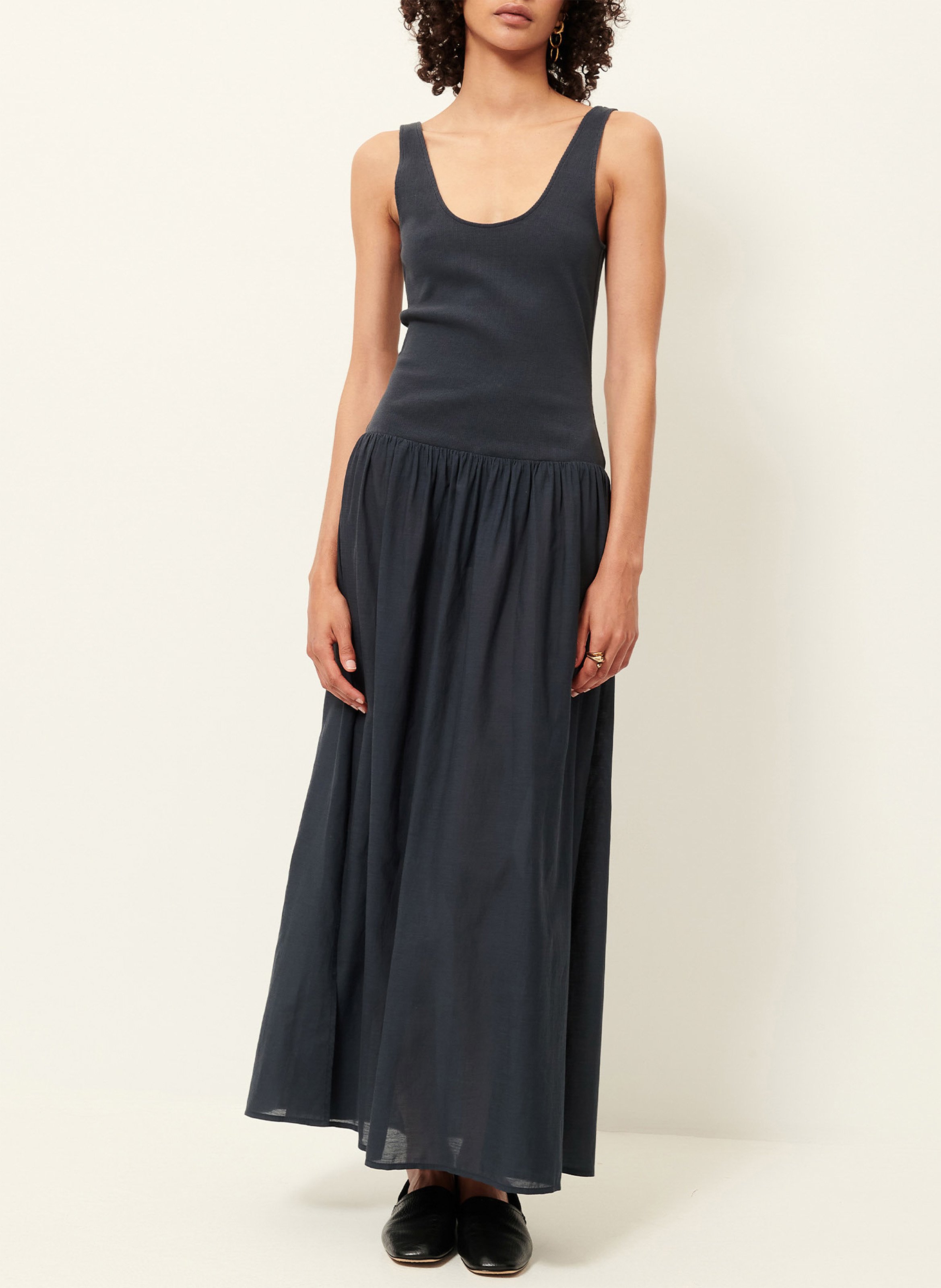 Robe longue évasée en coton mélangé solao SESSUN Vert