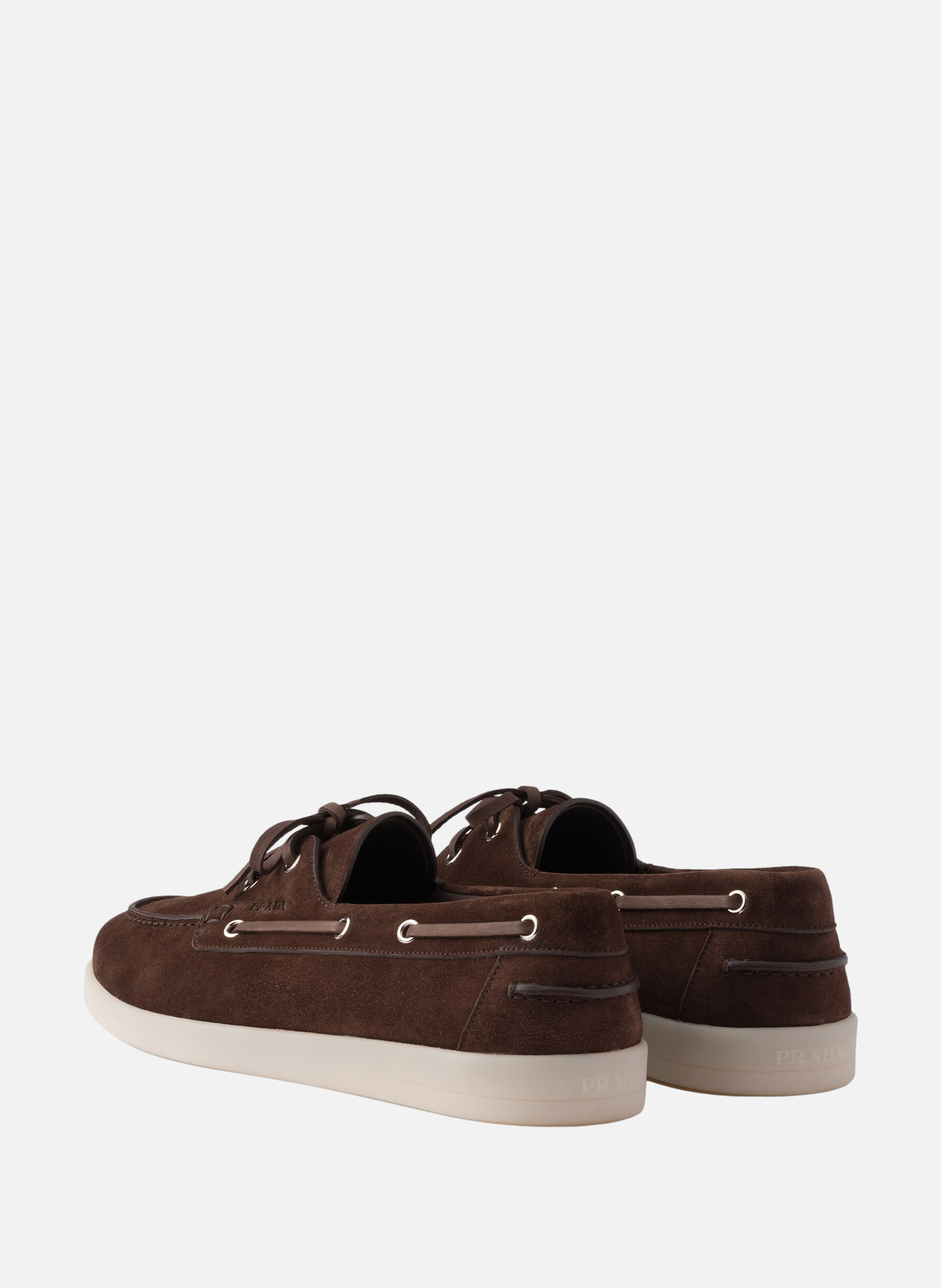 Souliers bateau en veau velours avec lacets PRADA Marron