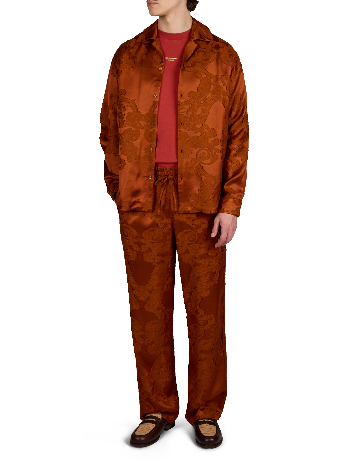 Cuban collar shirt with flowers DROLE DE MONSIEUR Red