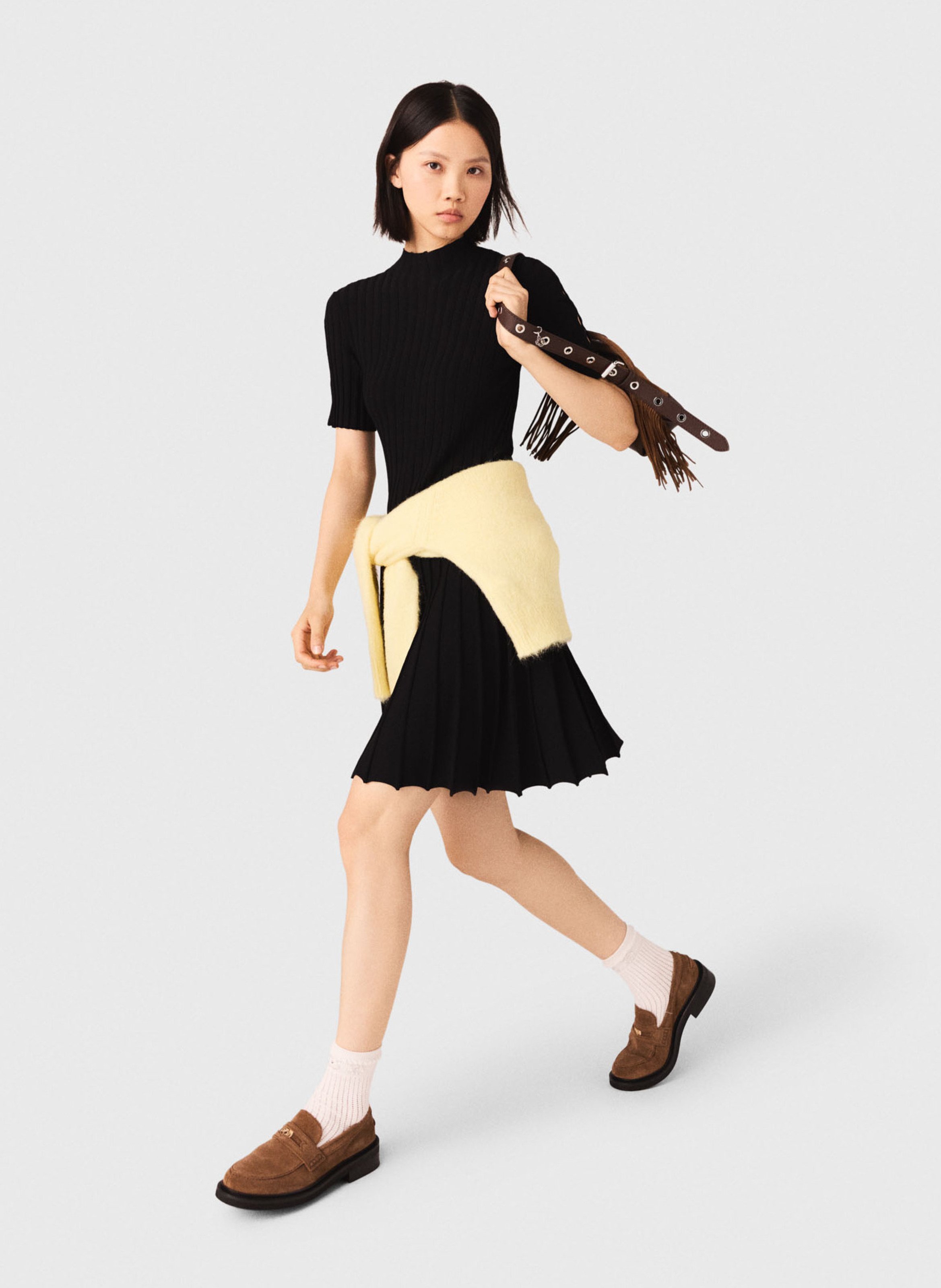 Robe courte évasée en maille MAJE Noir