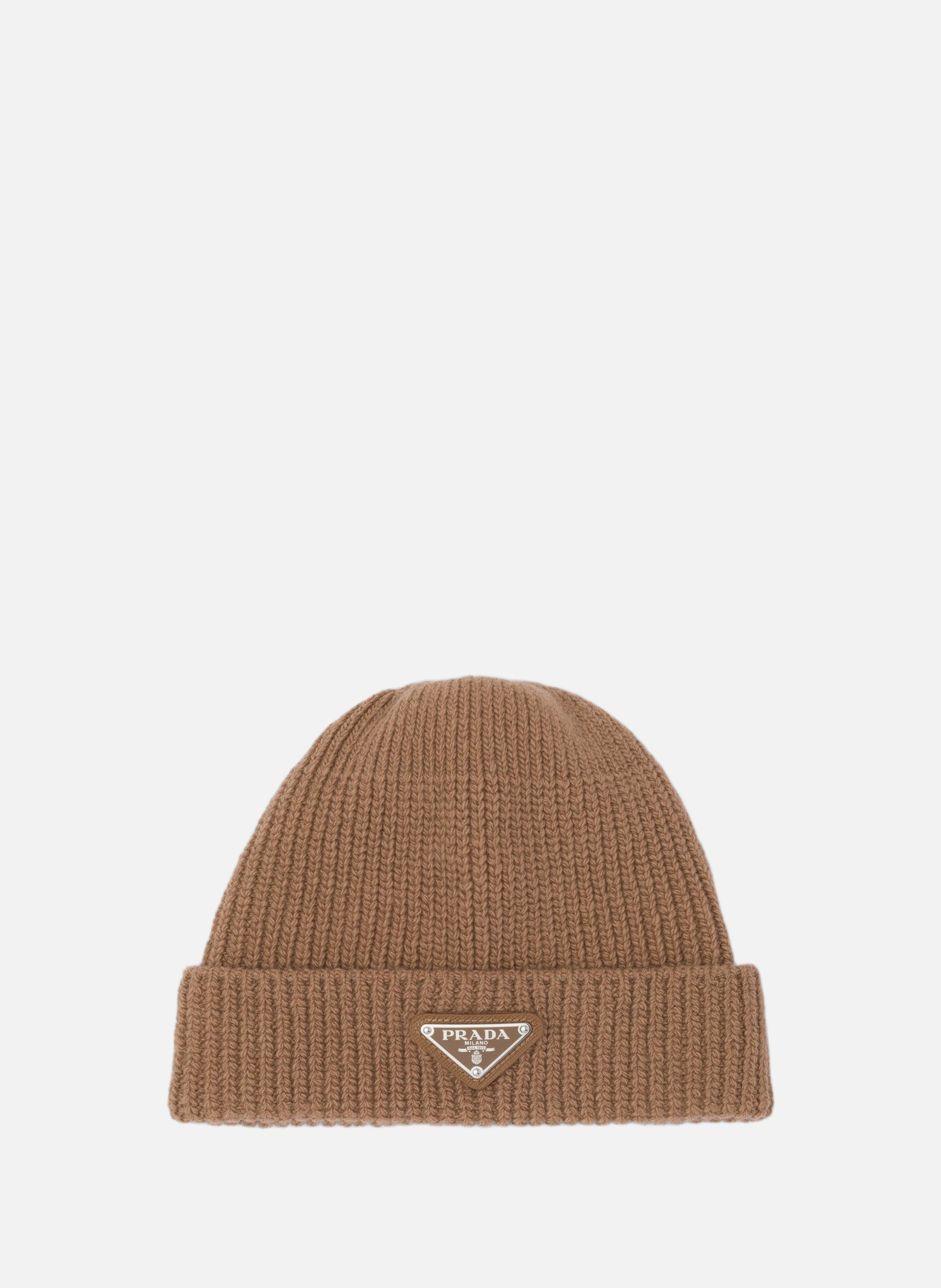 Bonnet en laine et cachemire PRADA Marron