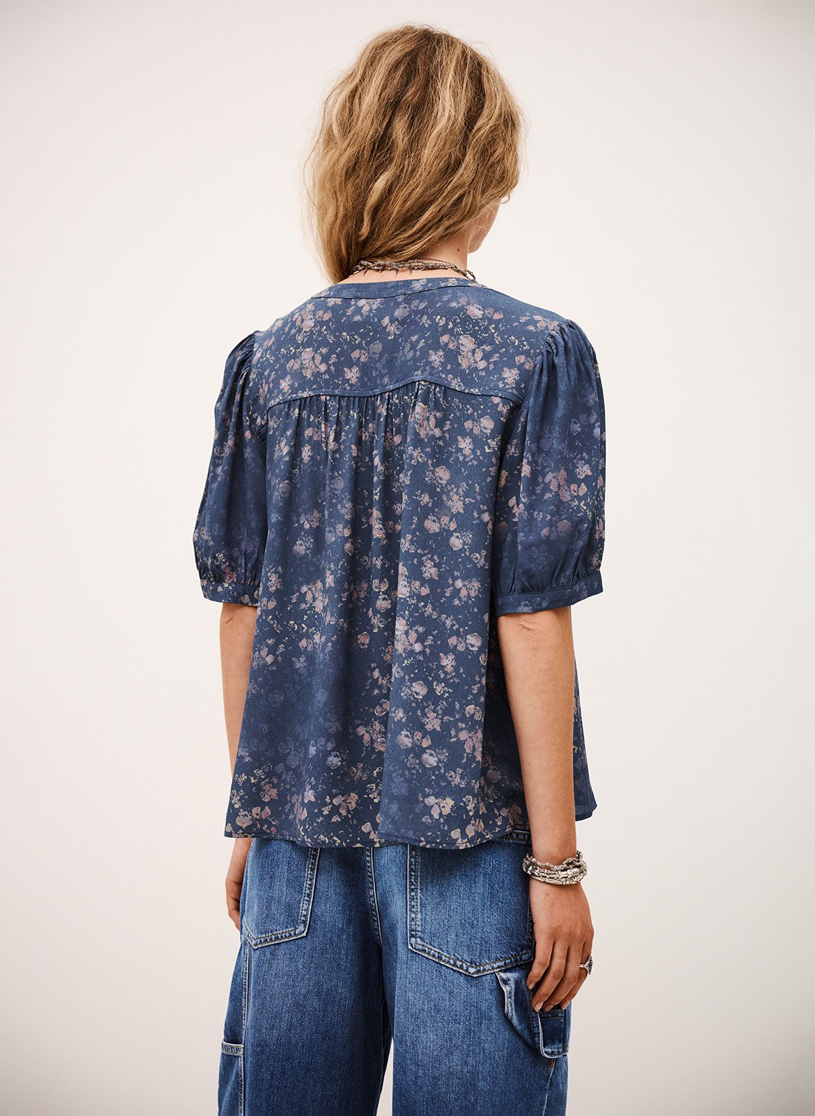 Blouse col rond imprimée novella BA&SH Bleu