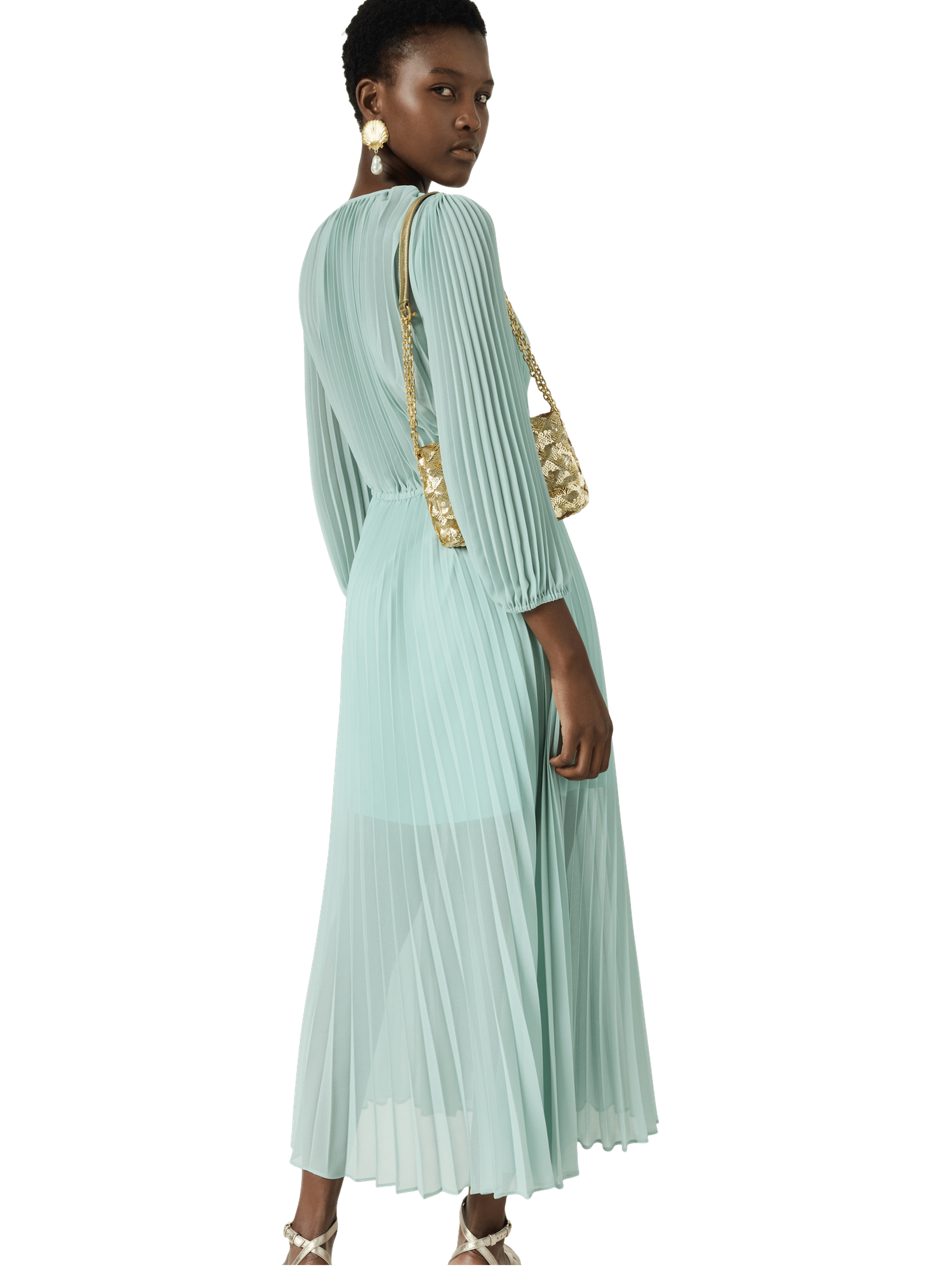 Robe longue plissée - rayna GERARD DAREL Vert
