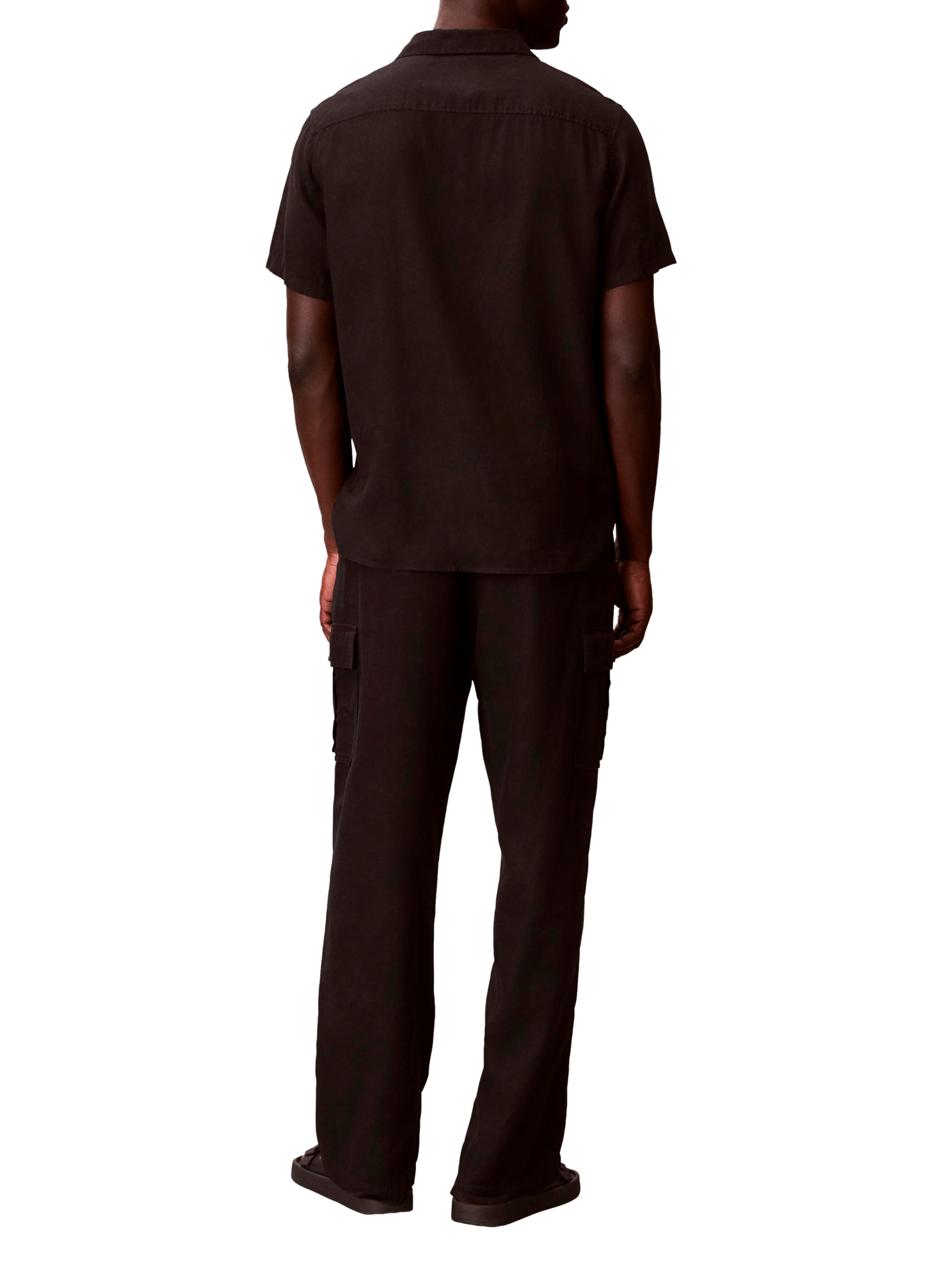 Pantalon cargo en lin et coton CALVIN KLEIN Noir