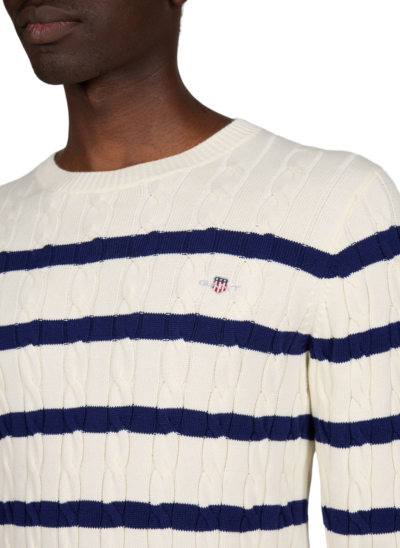 Pull en maille côtelée en coton GANT Beige