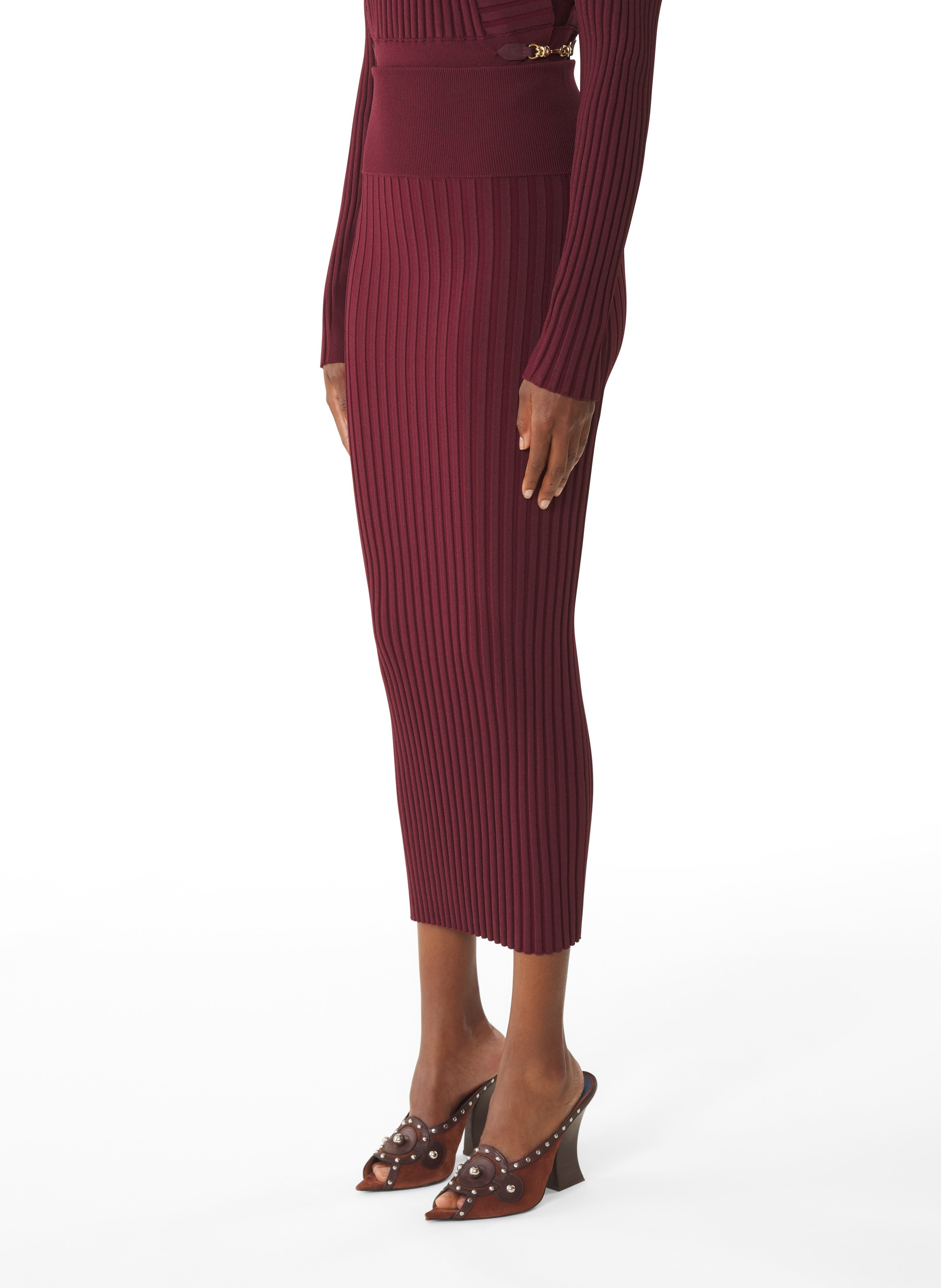 Jupe midi en viscose LANVIN Rouge