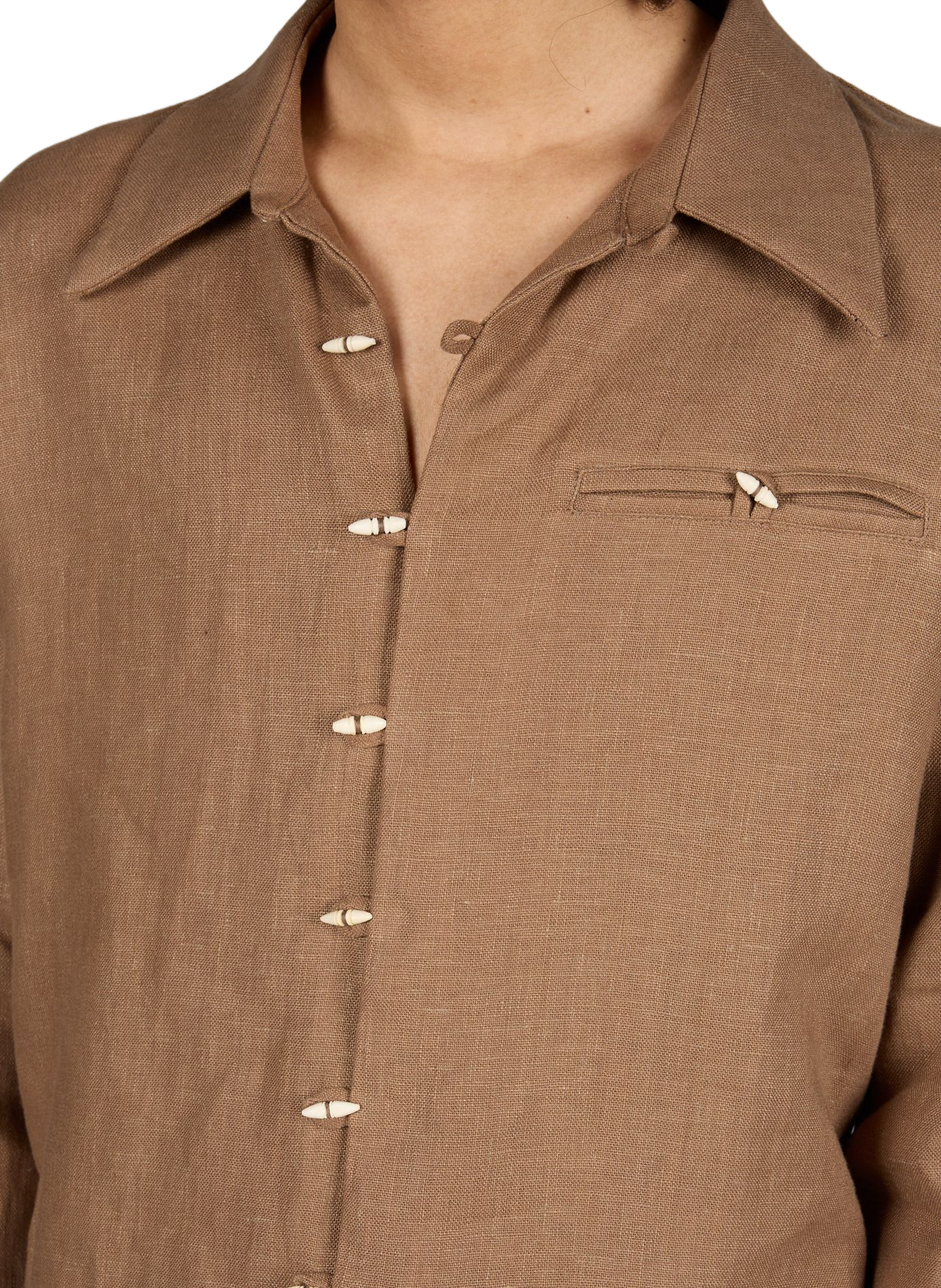 Chemise à manches longues en soie CAMPILLO Marron