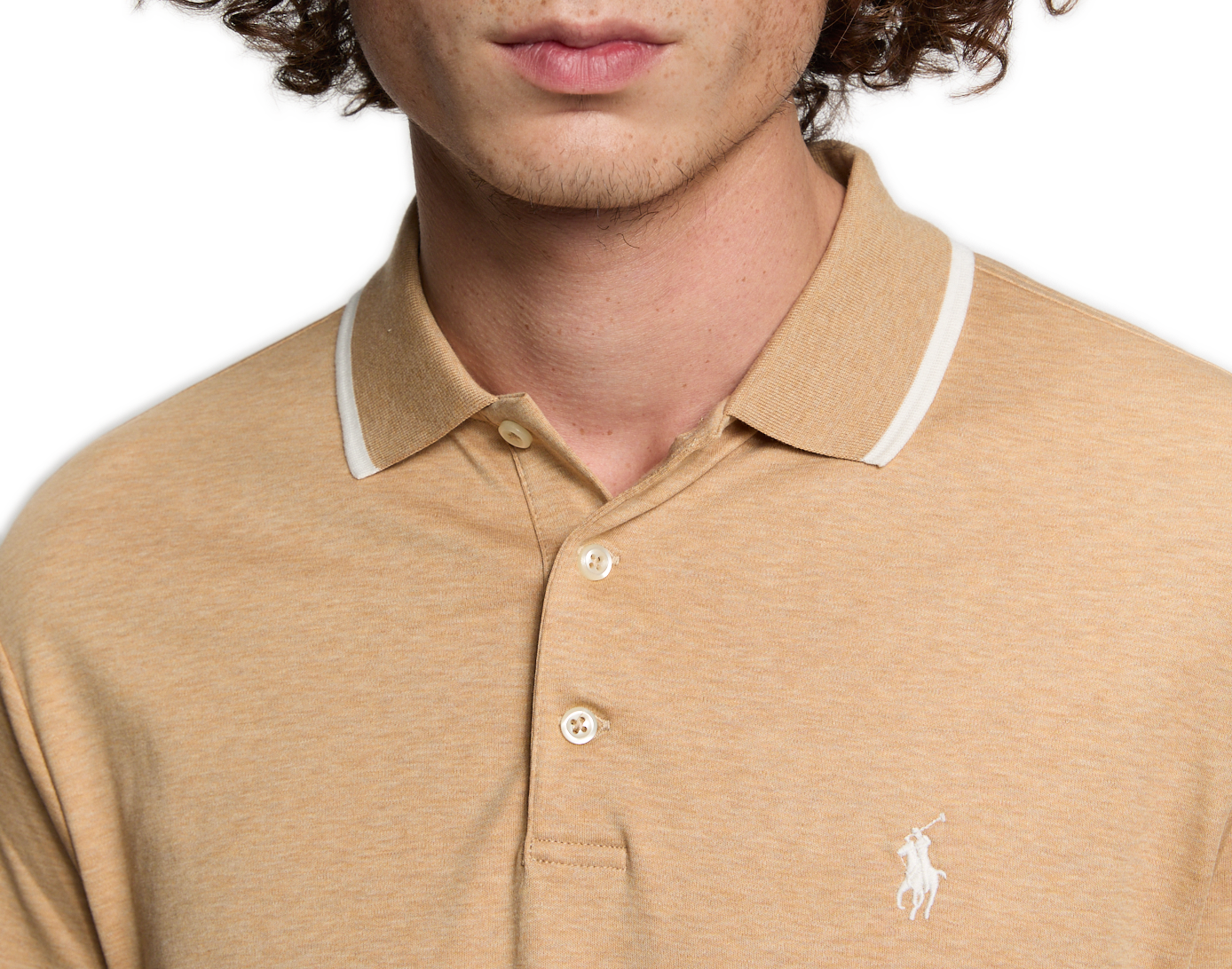 Slim-fit long-sleeved cotton polo shirt POLO RALPH LAUREN Beige