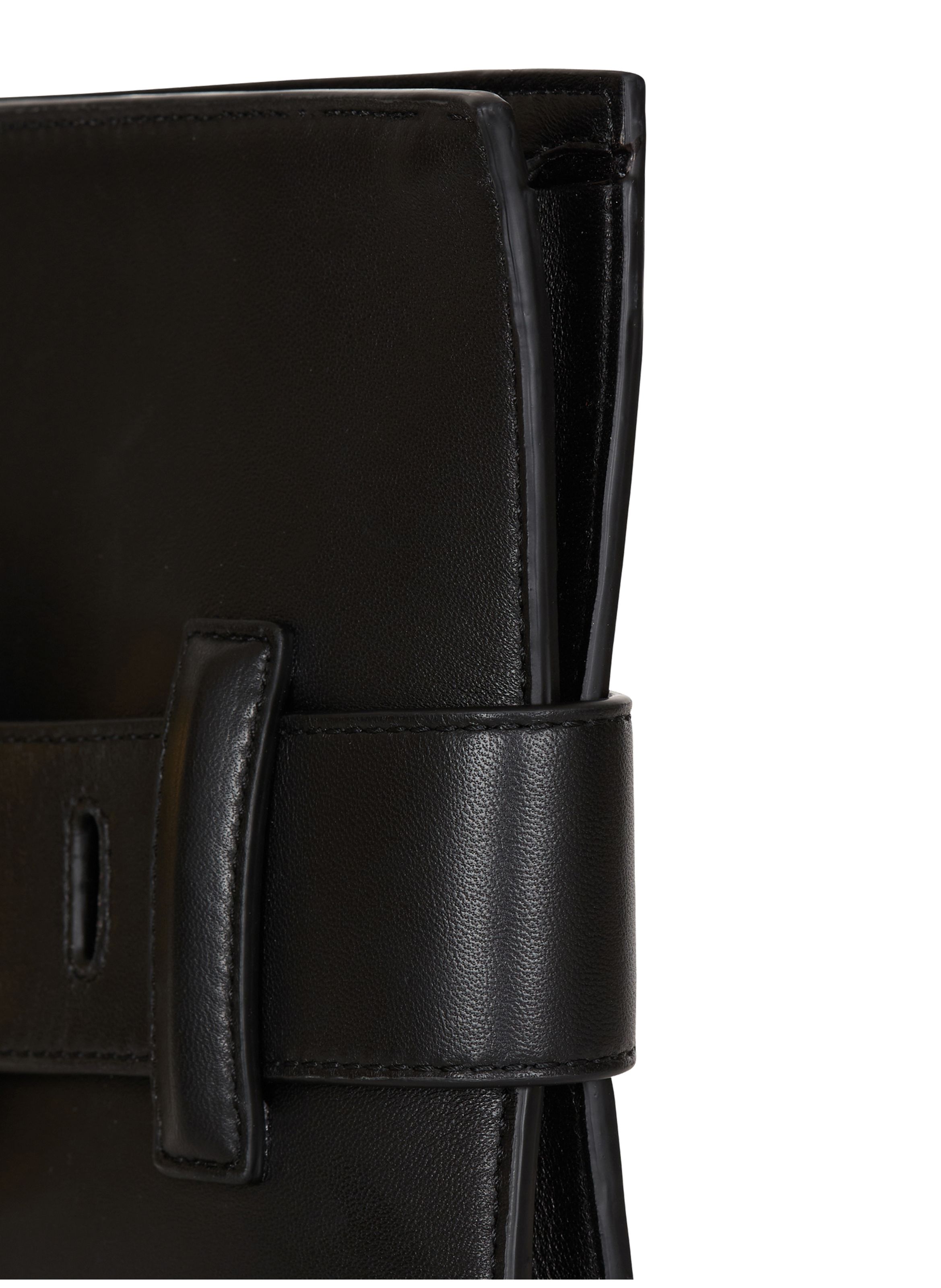 Pochette anthem en cuir lisse BALMAIN Noir