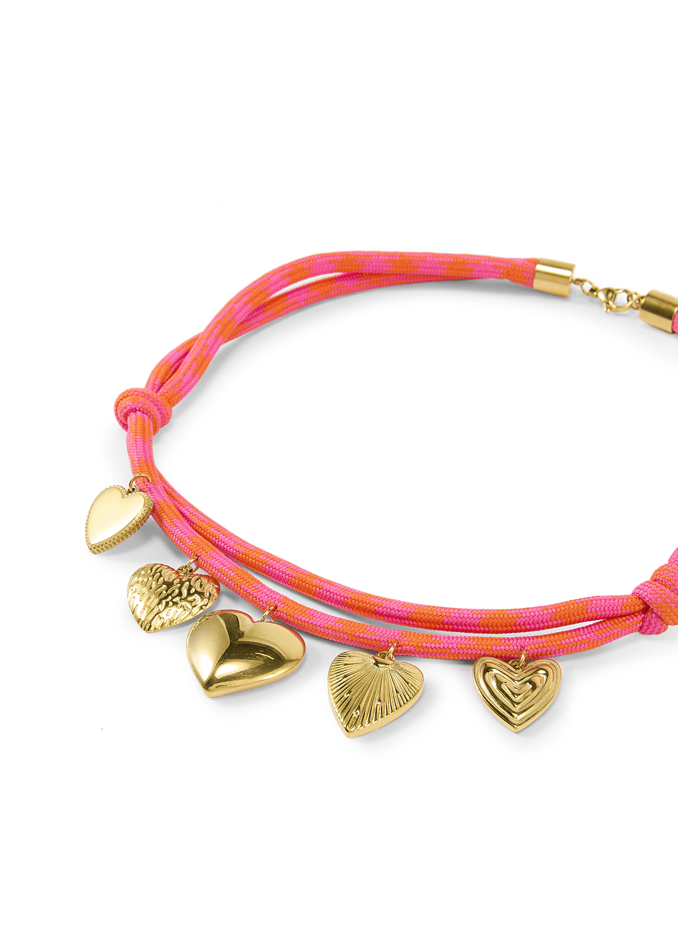 Collier en cordes à coeurs AU PRINTEMPS PARIS Rose