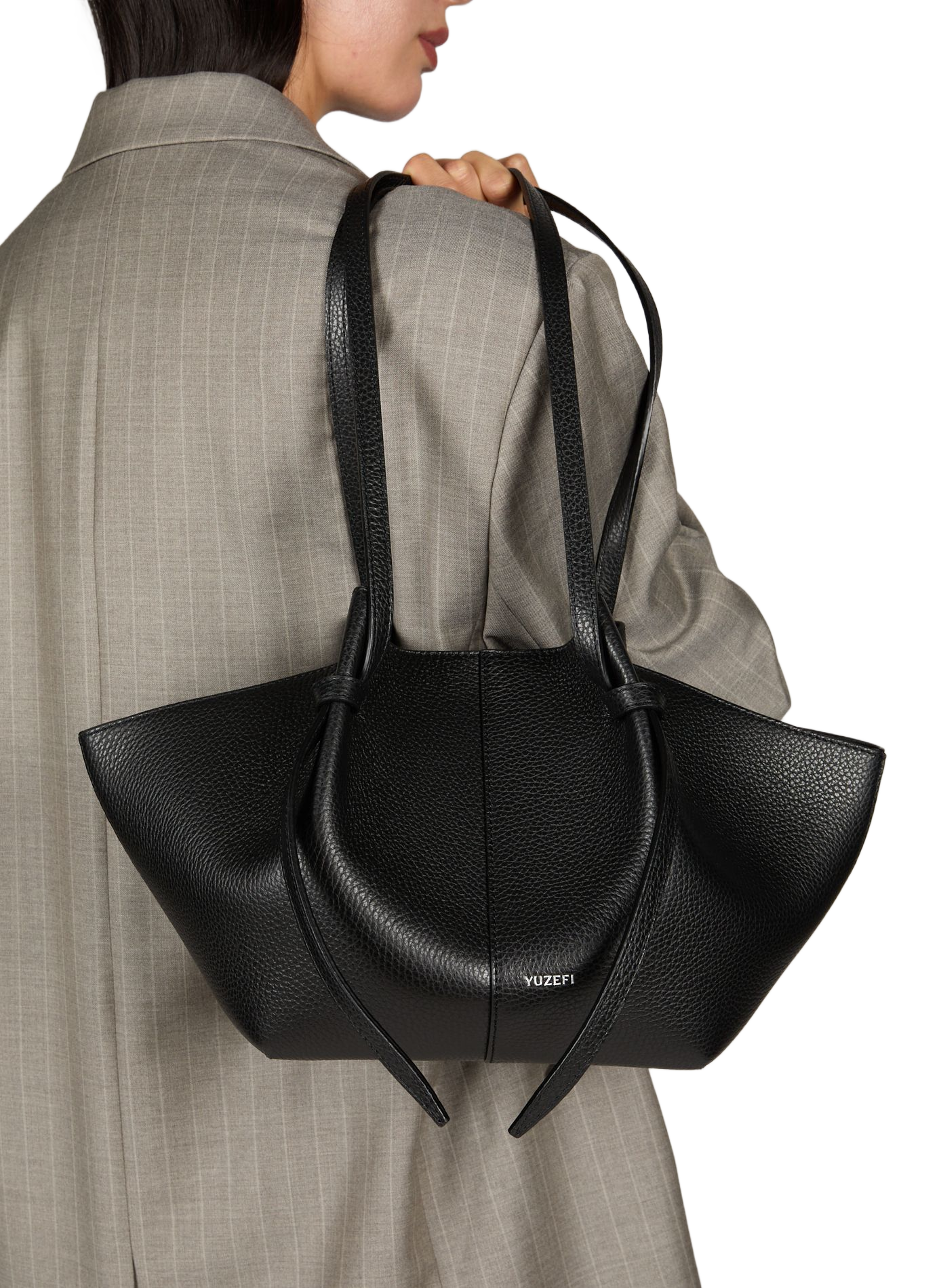 Grained leather shoulder bag YUZEFI Black
