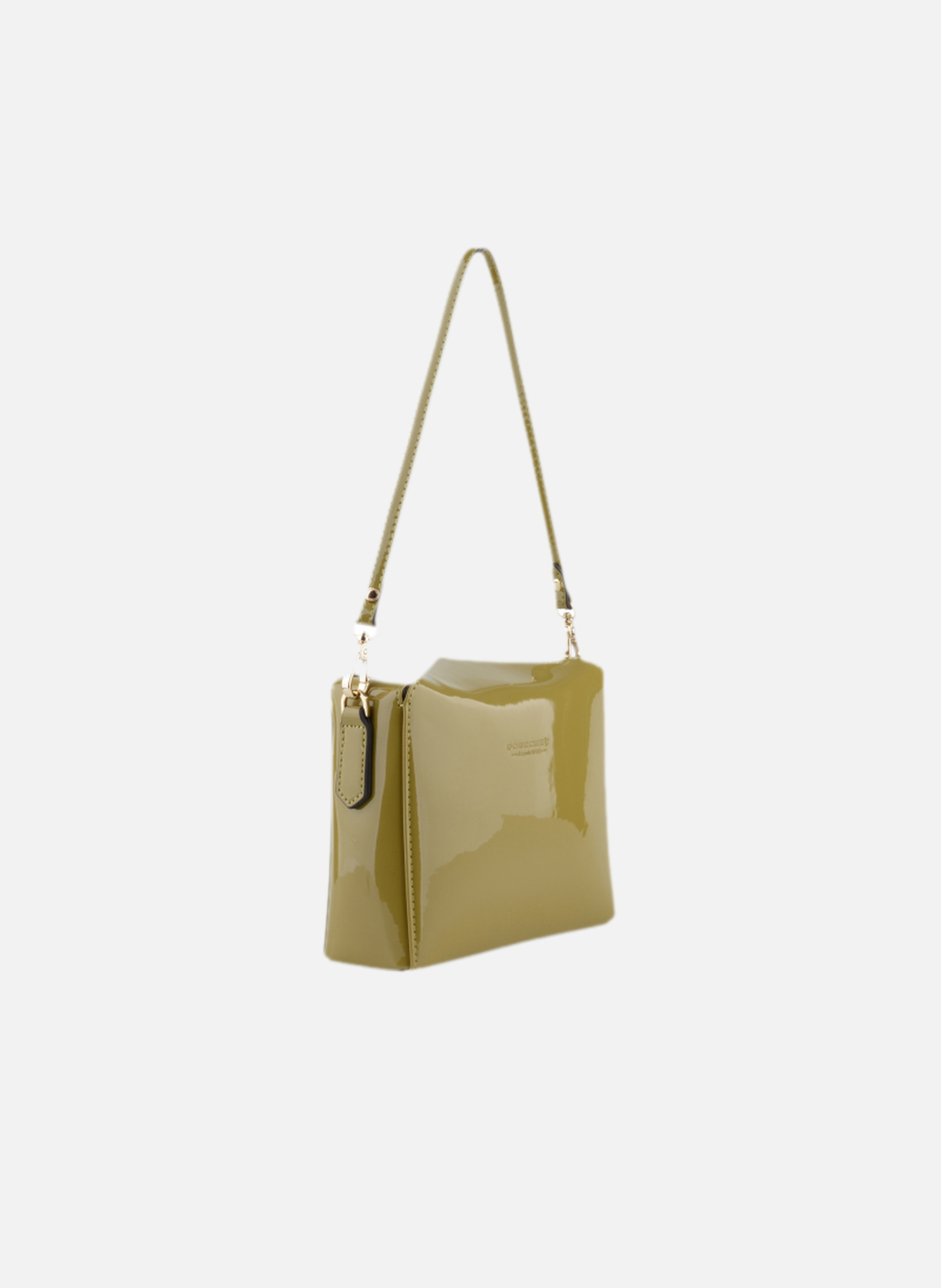Cassetta vernis | sac porté épaule en cuir de vachette POURCHET Kaki