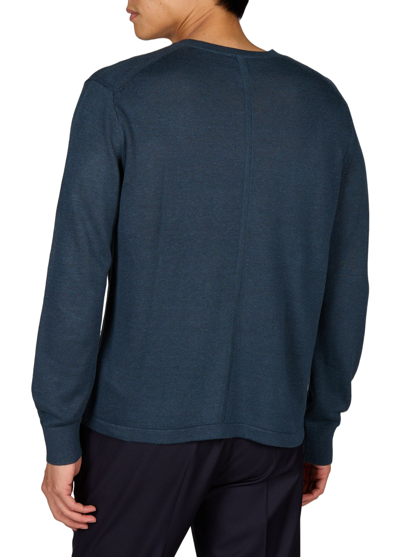 Straight fit round neck linen blend sweater CALVIN KLEIN Blue
