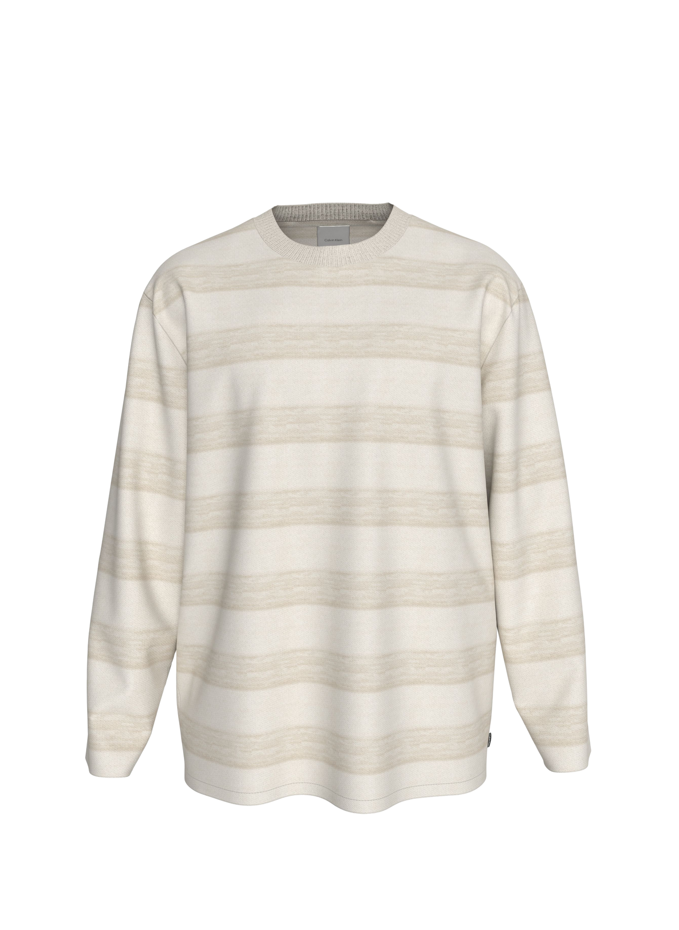 Pull rayé à manches longues en coton CALVIN KLEIN Beige