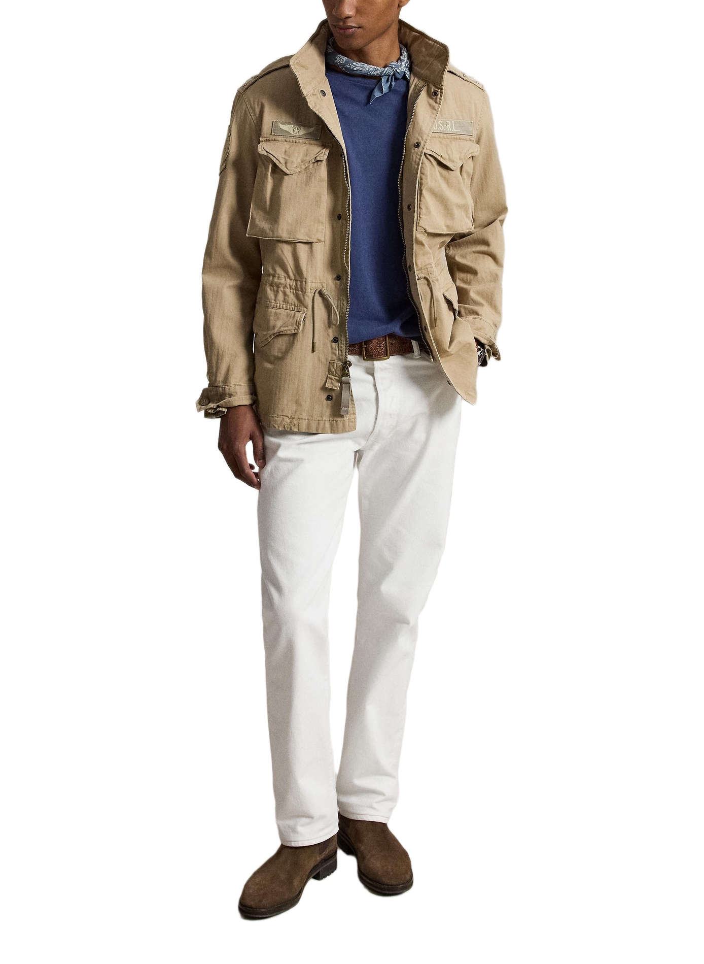 Straight jacket with high collar in cotton POLO RALPH LAUREN Beige